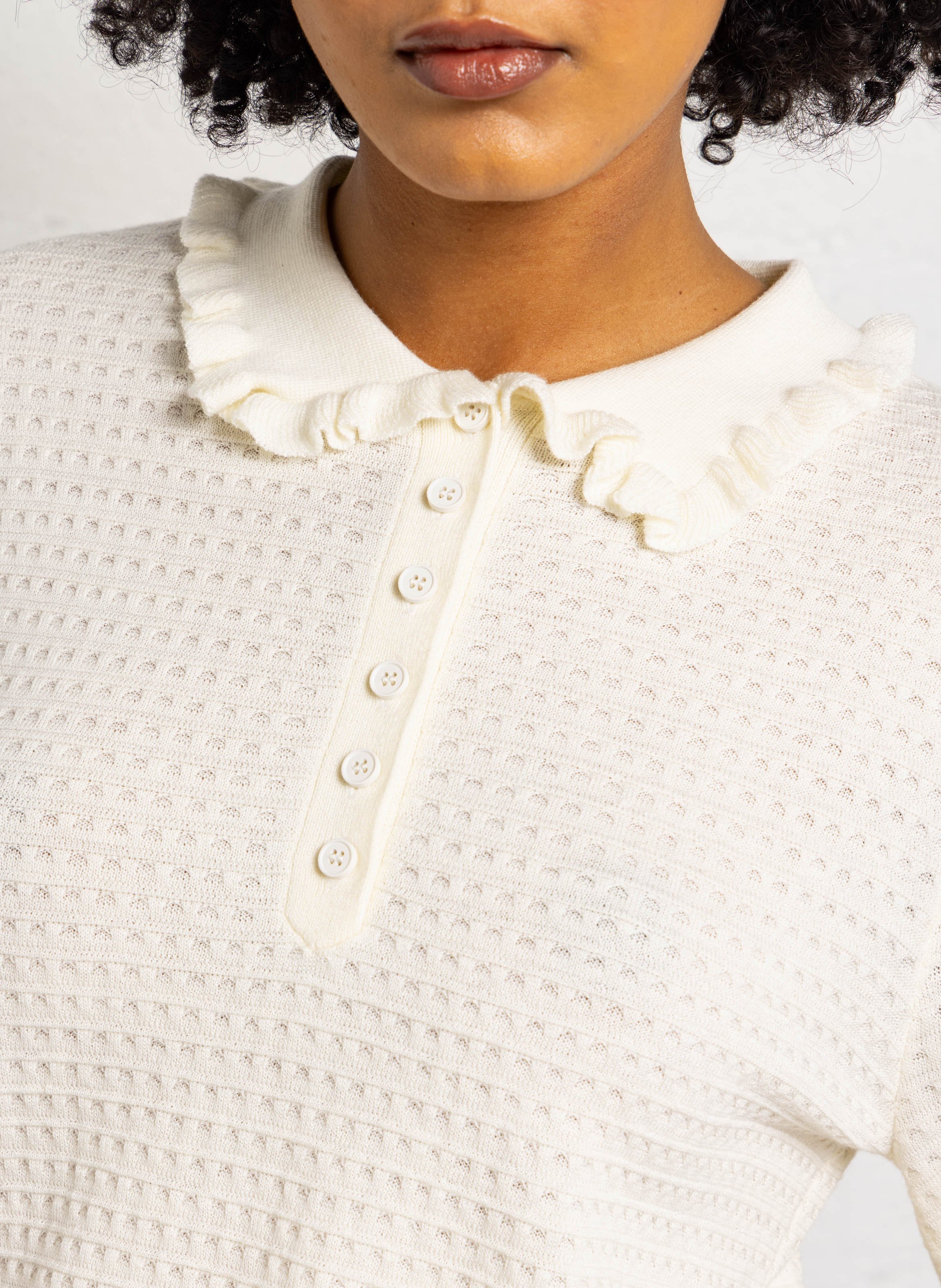 Straight fit classic knit sweater SUNCOO White