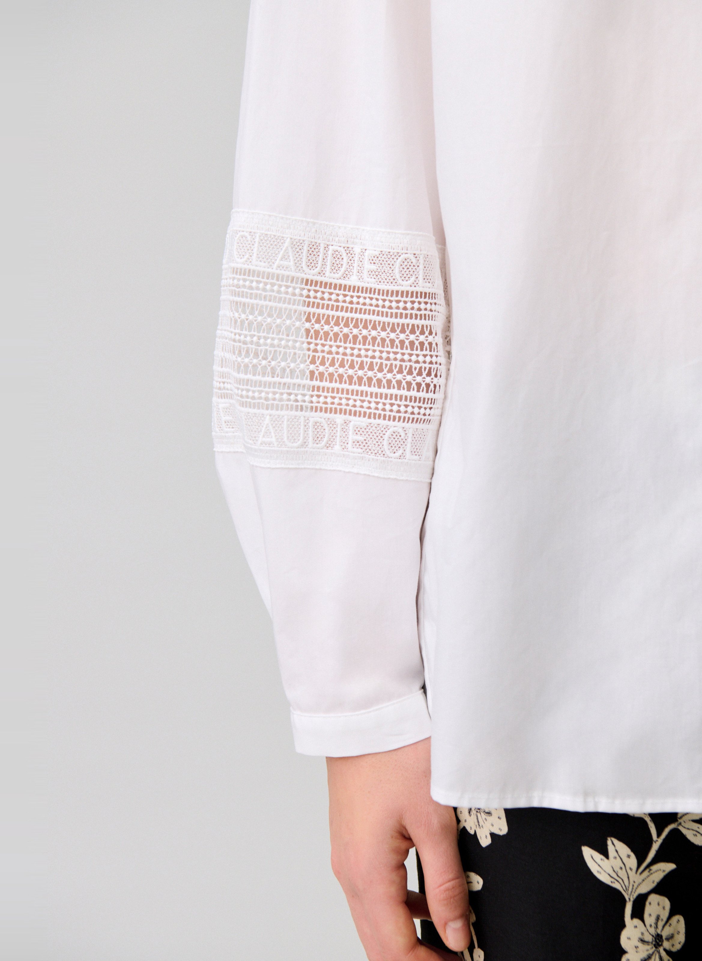 Chemise à col volanté en coton CLAUDIE PIERLOT Blanc