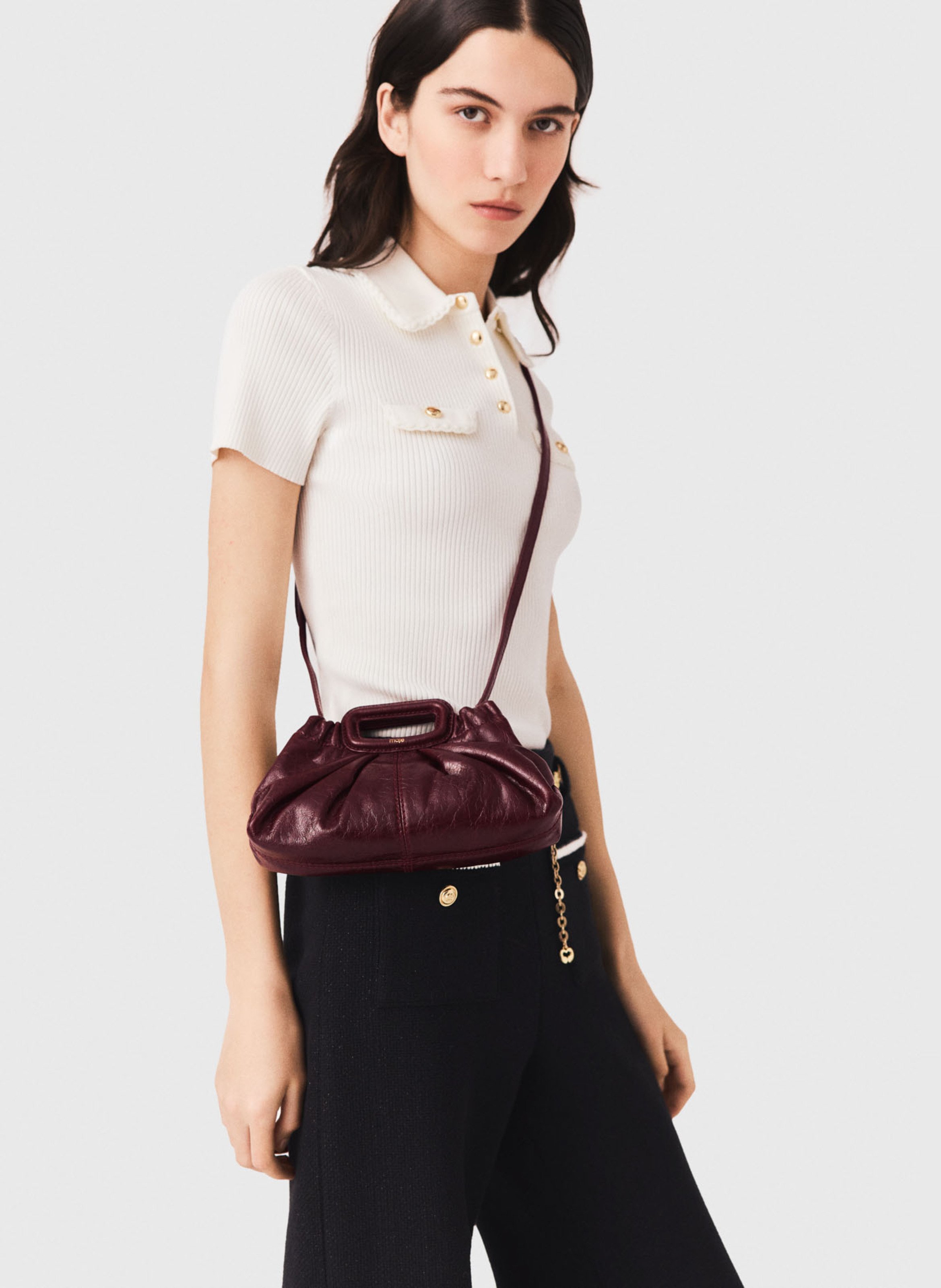 Clutch van glanzend craqueléleer MAJE Rood