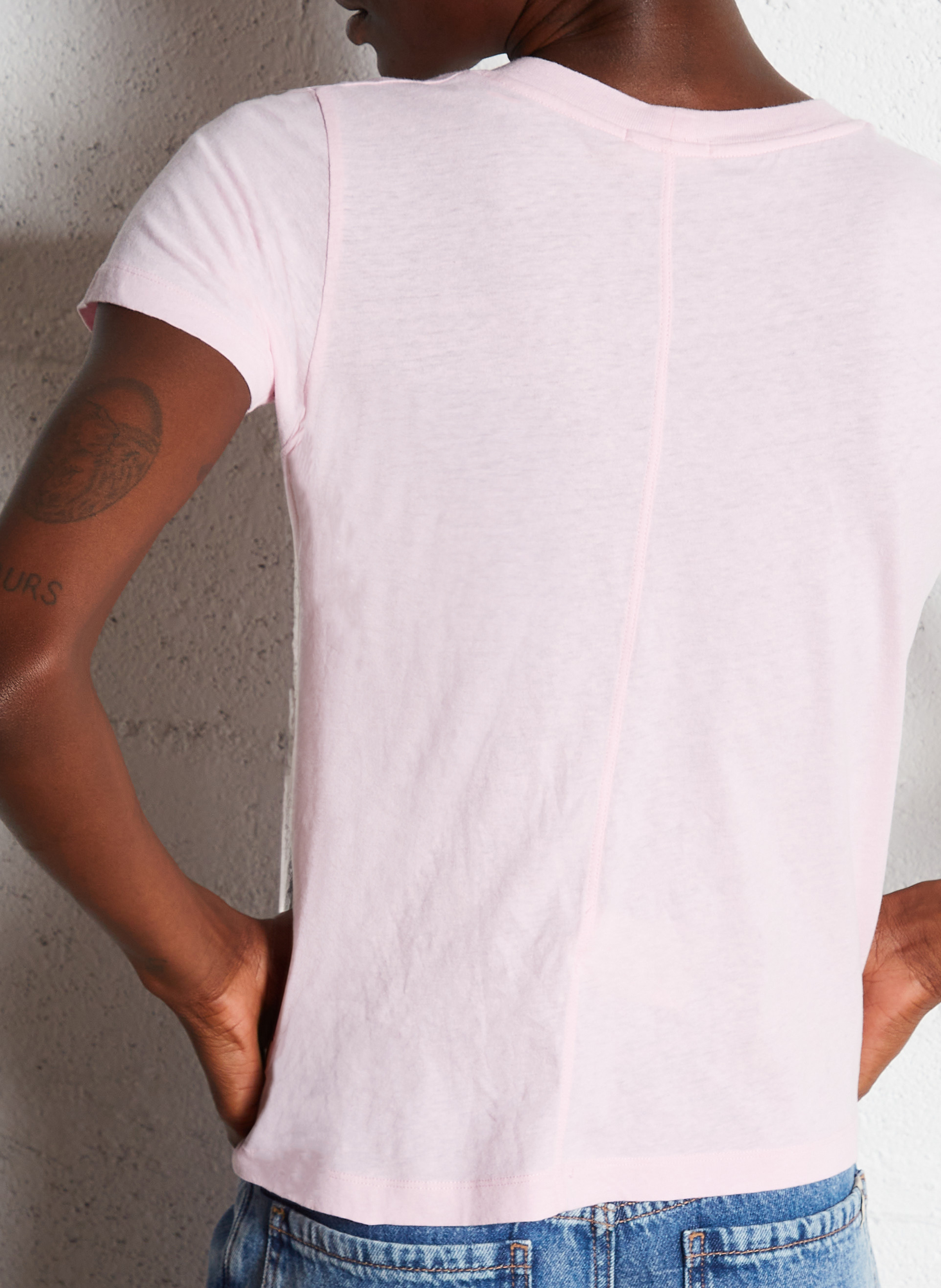 Tee-shirt col rond en coton AMERICAN VINTAGE Rose
