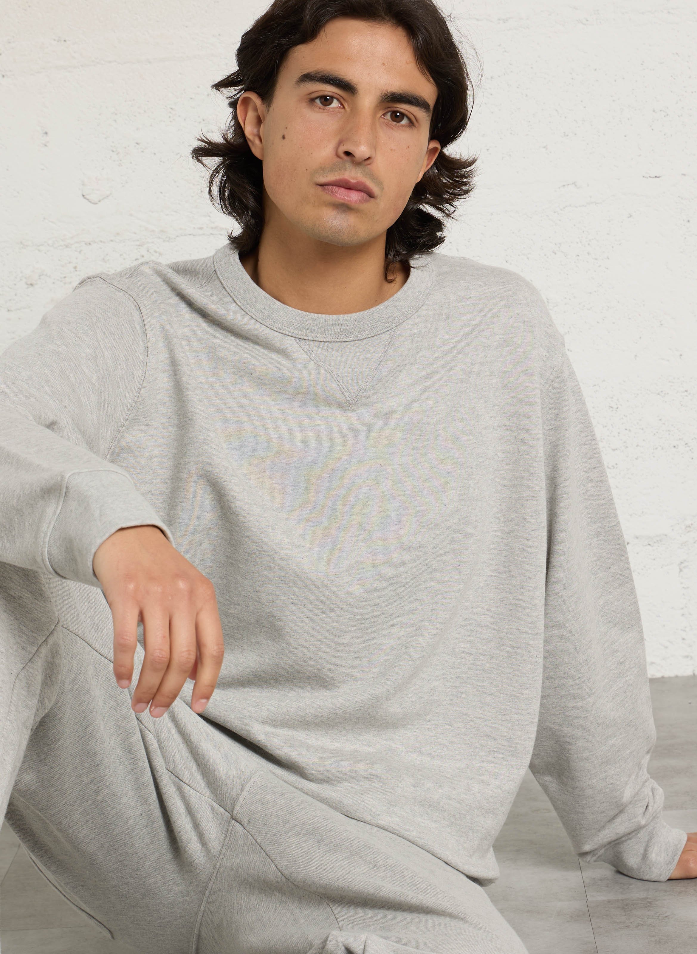 Sweat col rond en coton AU PRINTEMPS PARIS Gris