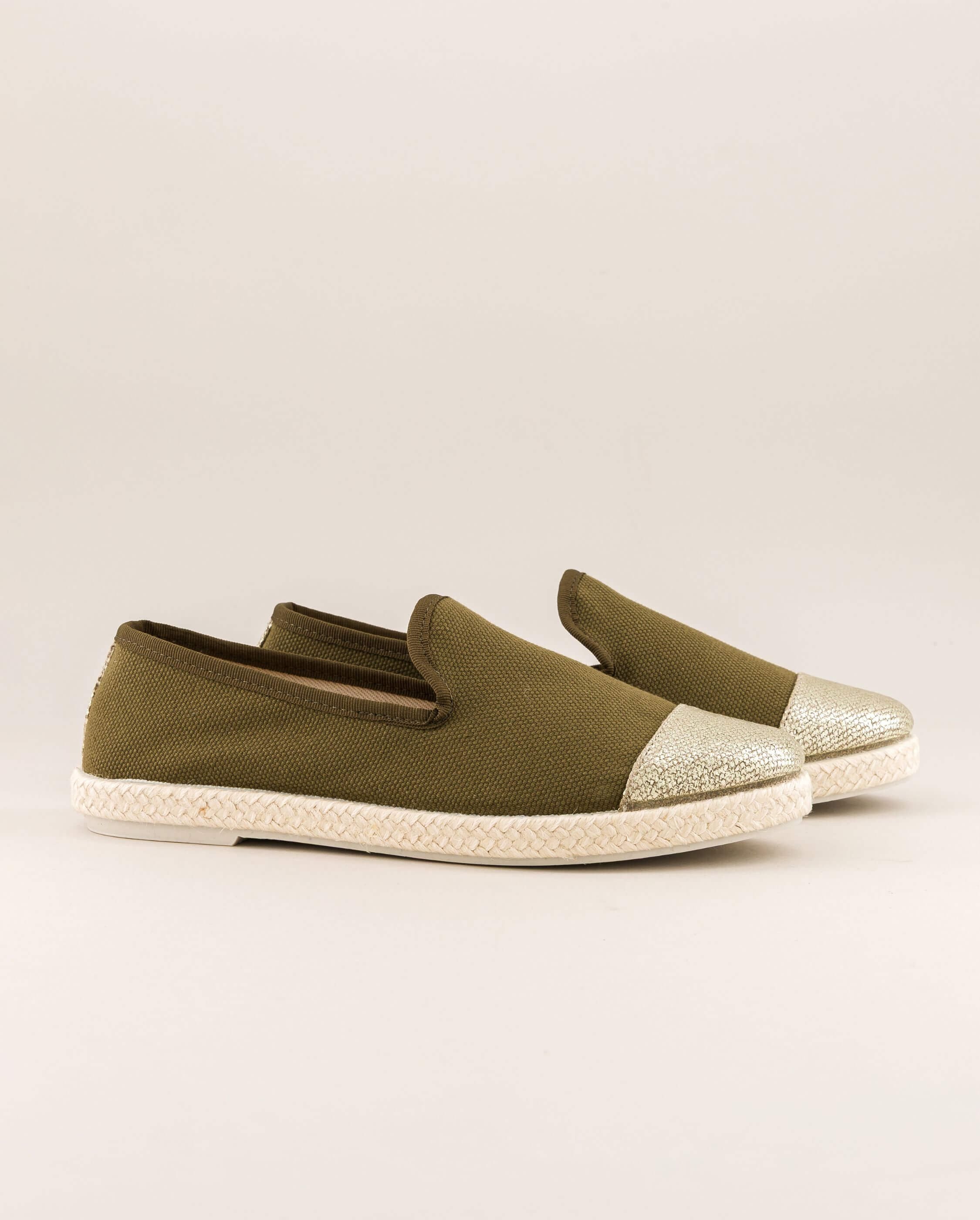Women's espadrilles CENITZ, recycled cotton olive gold ANGARDE Khaki