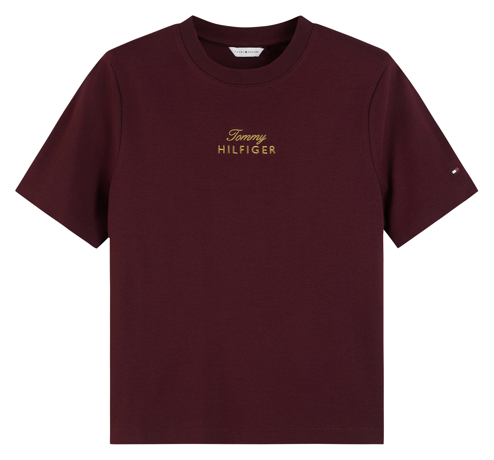 Round neck t-shirt with embroidered detail TOMMY HILFIGER Plums