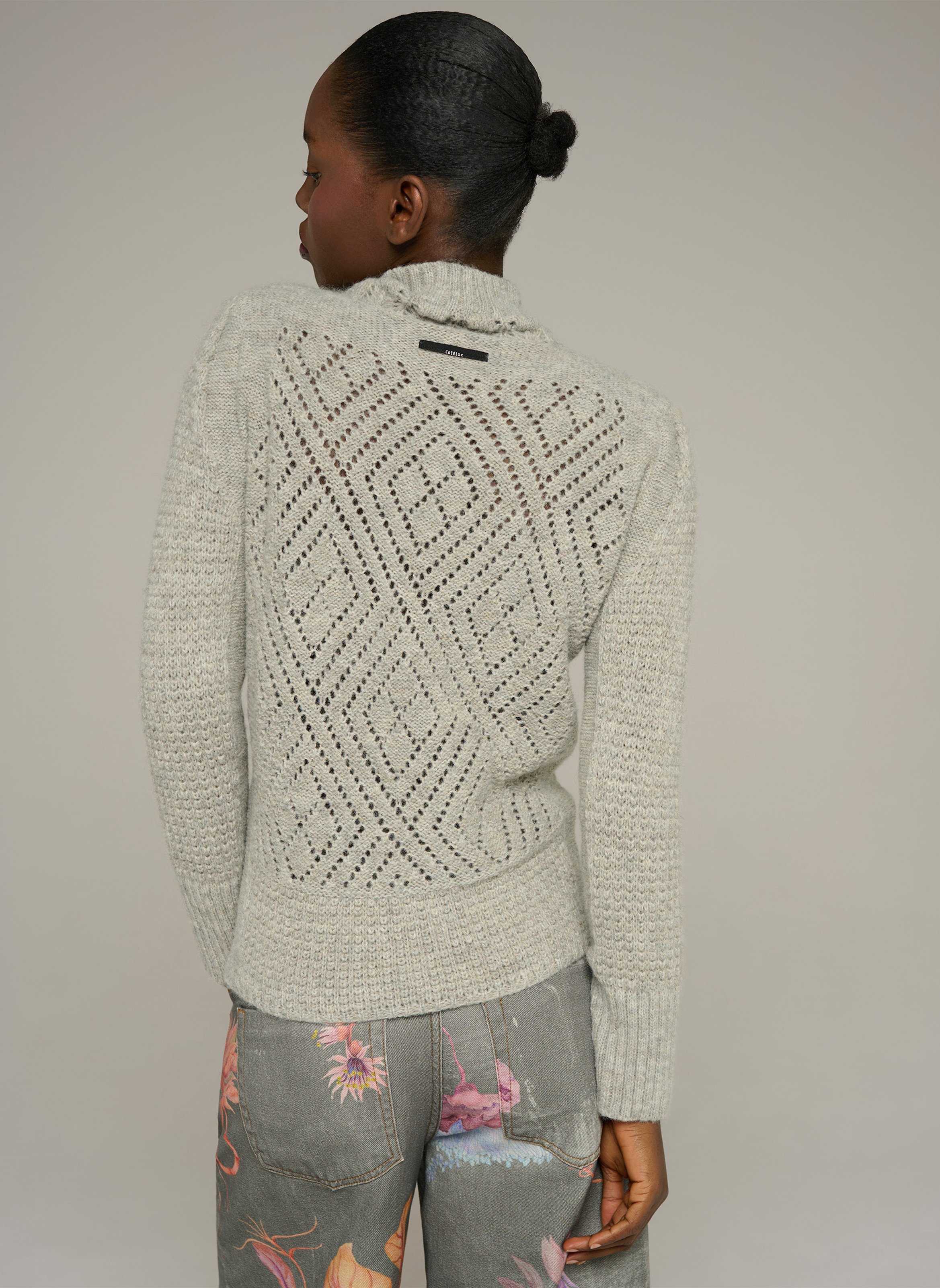 Pull moulant en laine mélangée COTELAC Grau