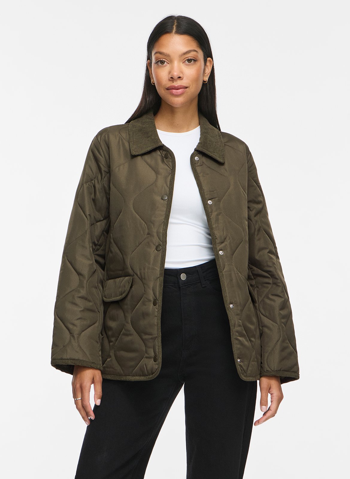 Quilted solid straight jacket VILA