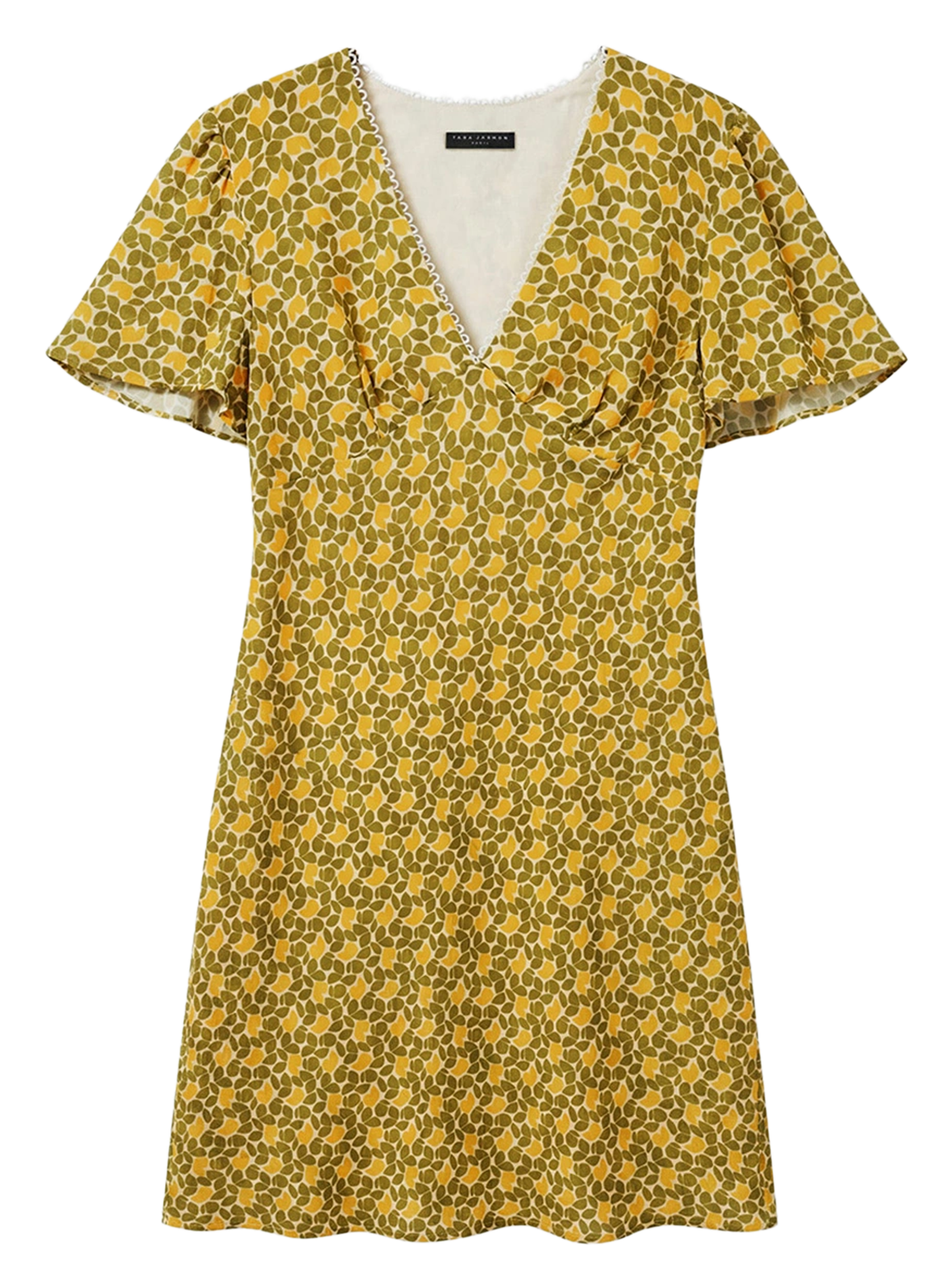 Short printed V-neck dress TARA JARMON Green