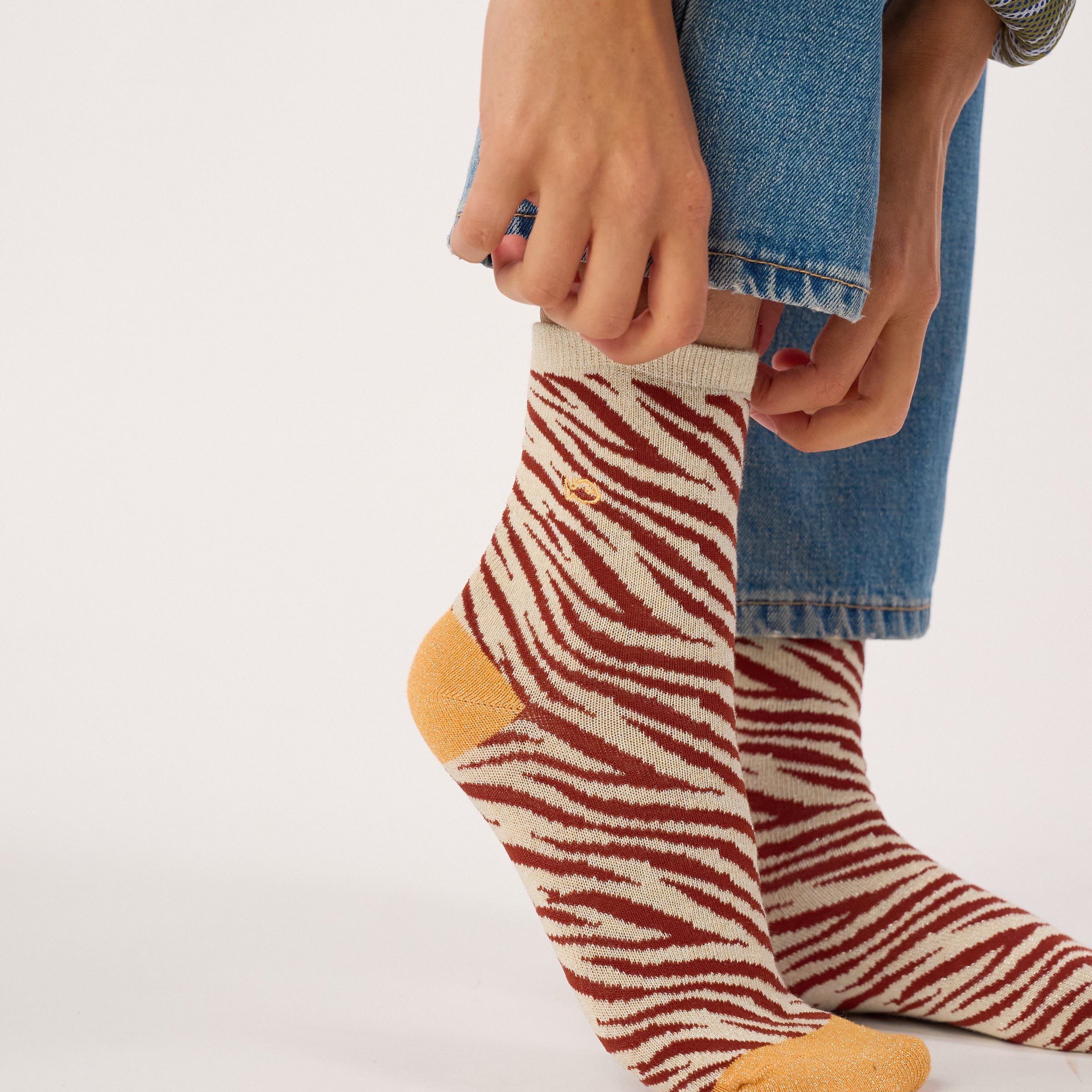 Combed Cotton Zebra Socks BILLYBELT Brown