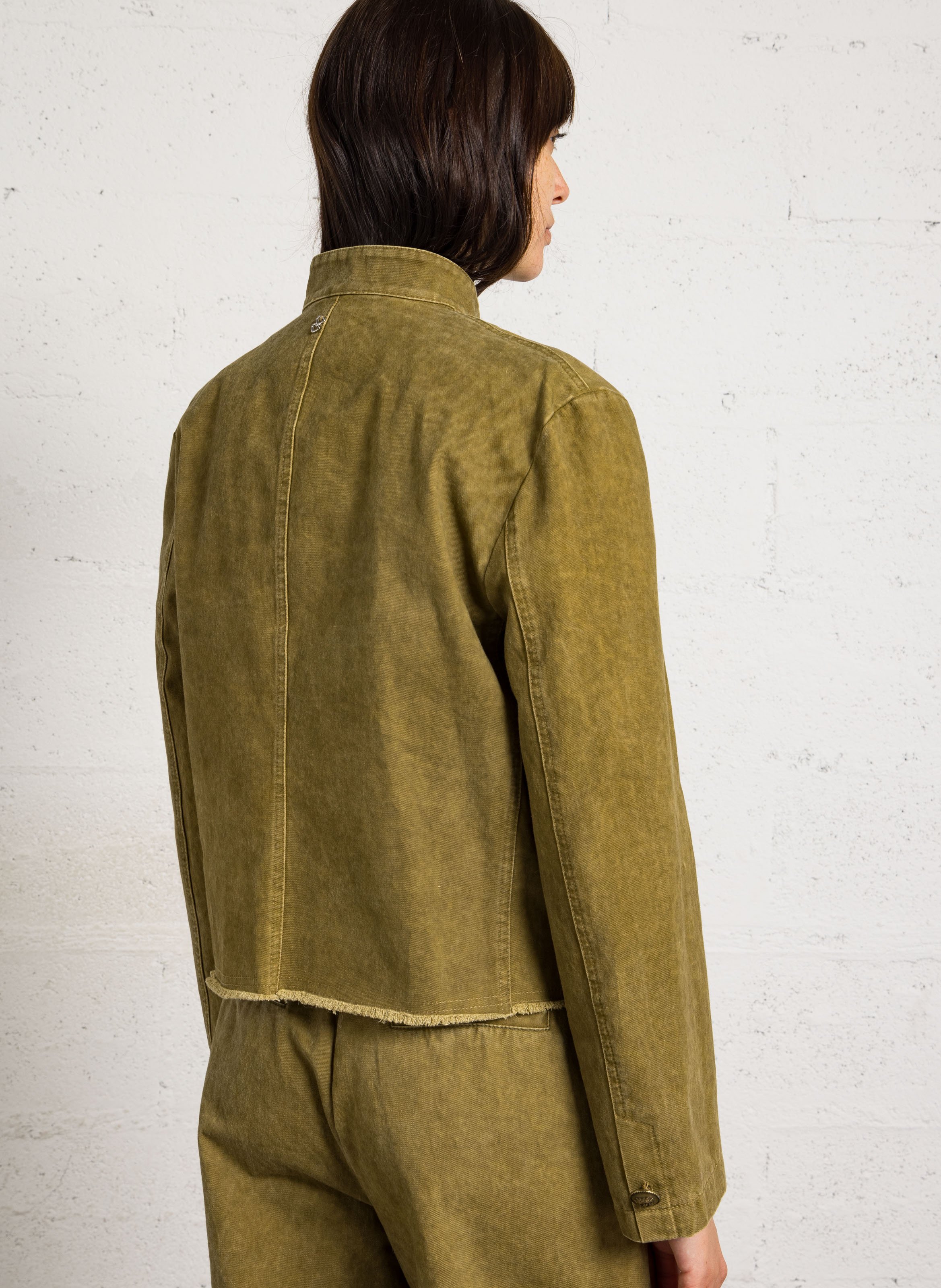 Cotton Mao Collar Jacket PLEASE Khaki