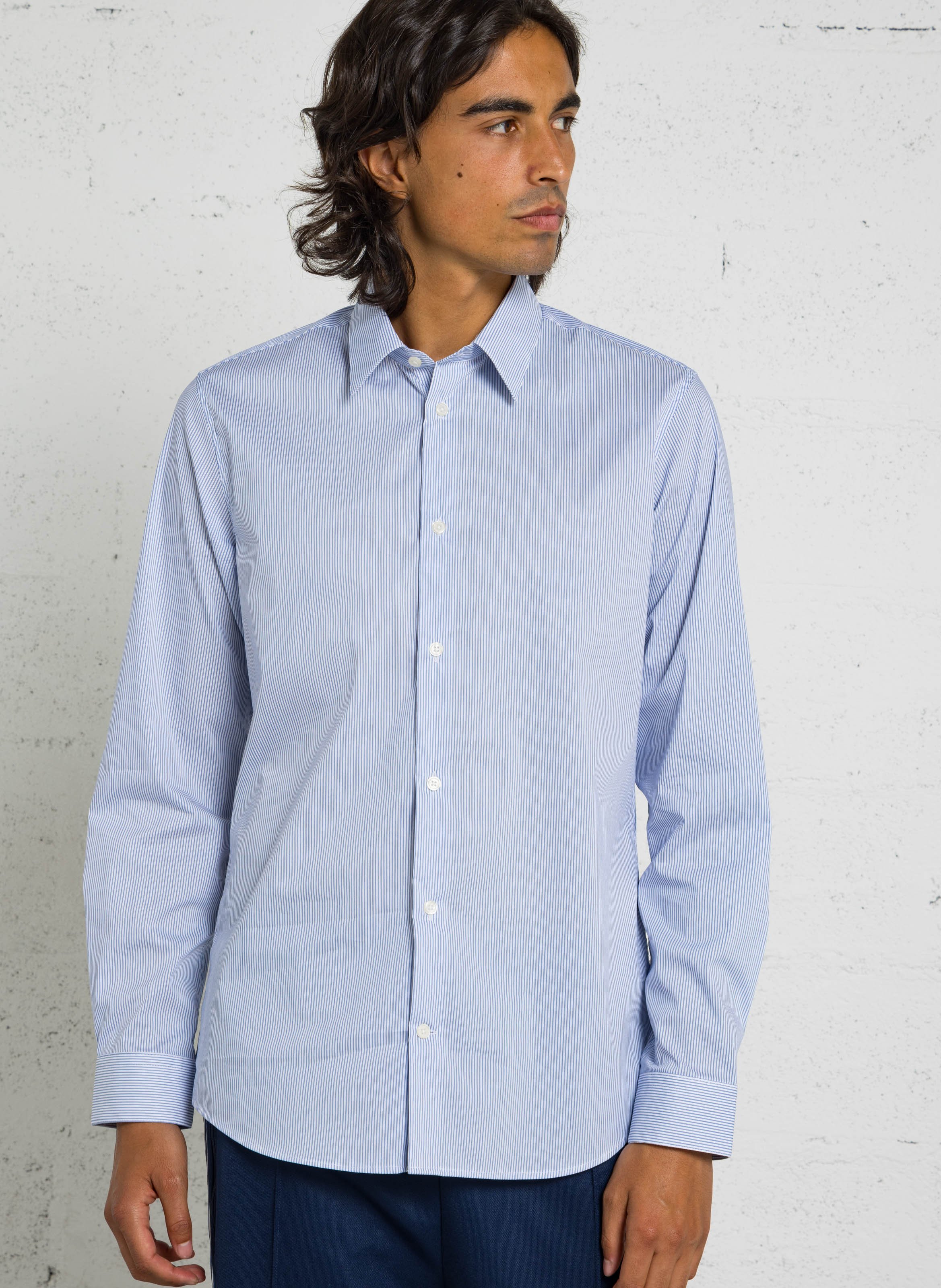 Chemise rayée col classique en coton AU PRINTEMPS PARIS Bleu