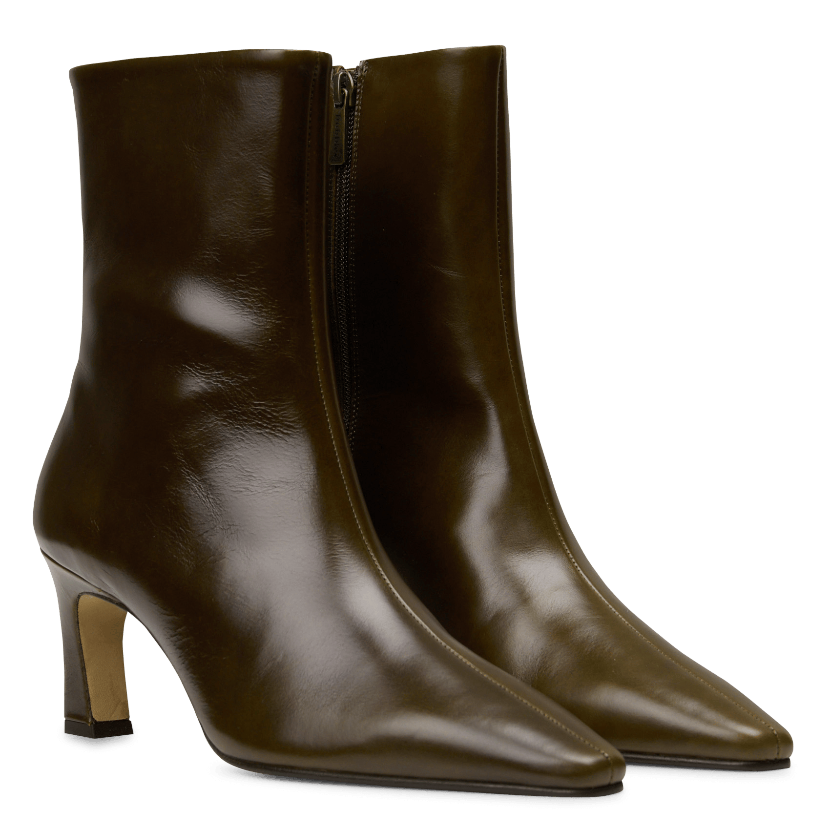 Zip-up leather mid-calf boots BOBBIES Green