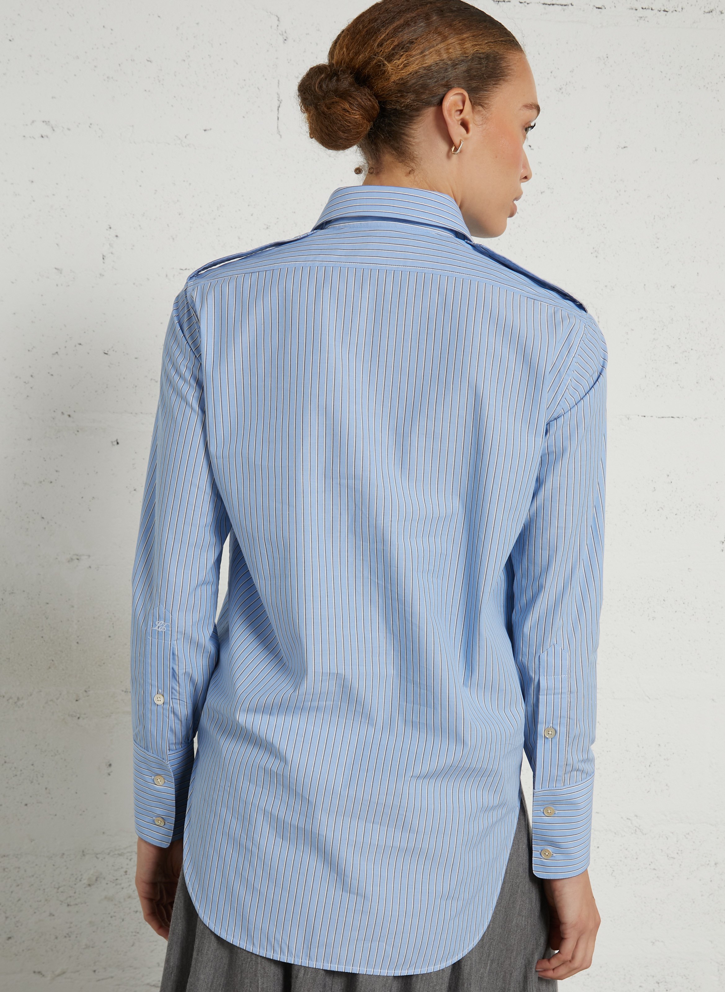 Chemise droite à rayures en coton LAURENCE BRAS Bleu