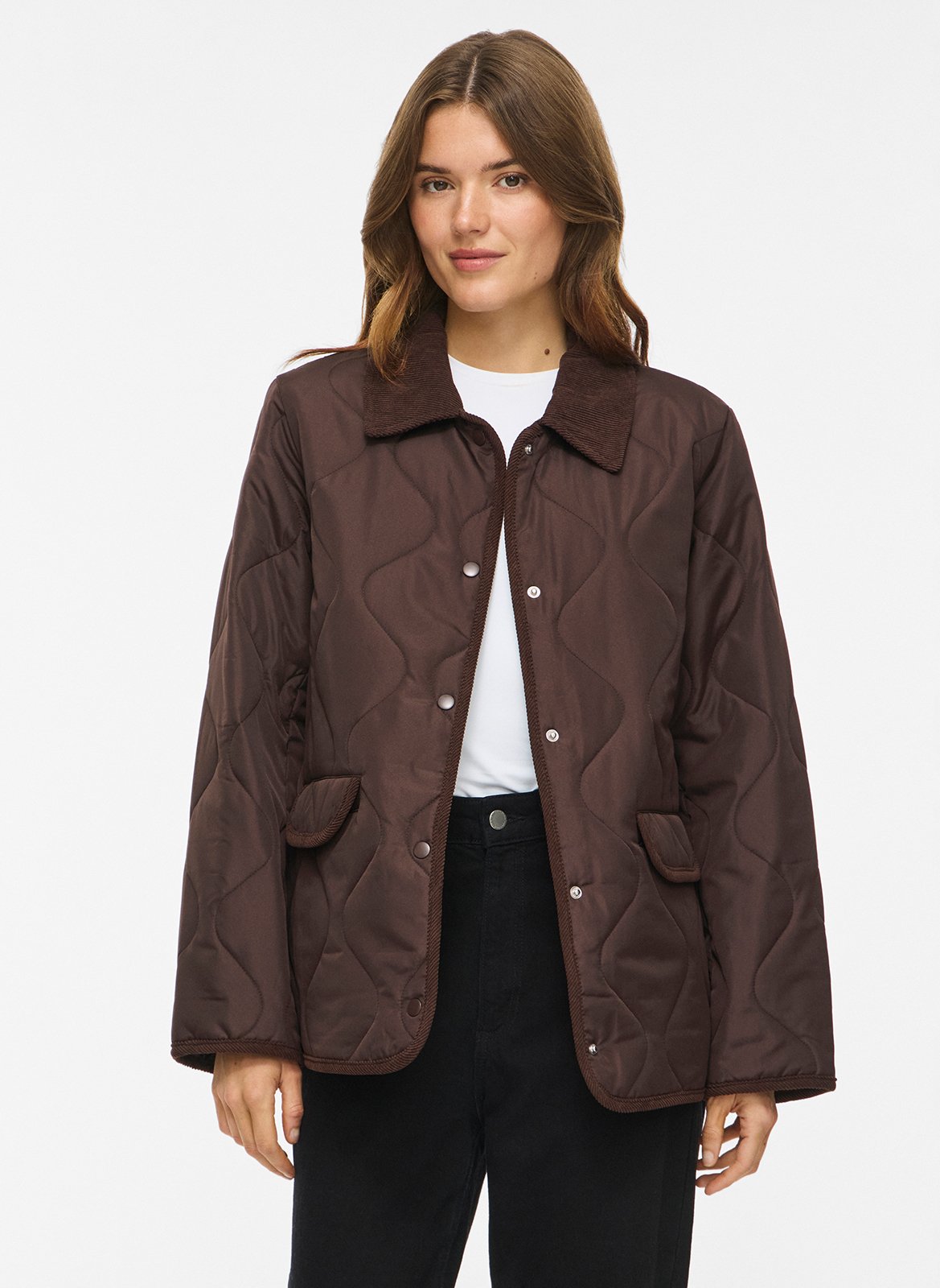 Quilted solid straight jacket VILA