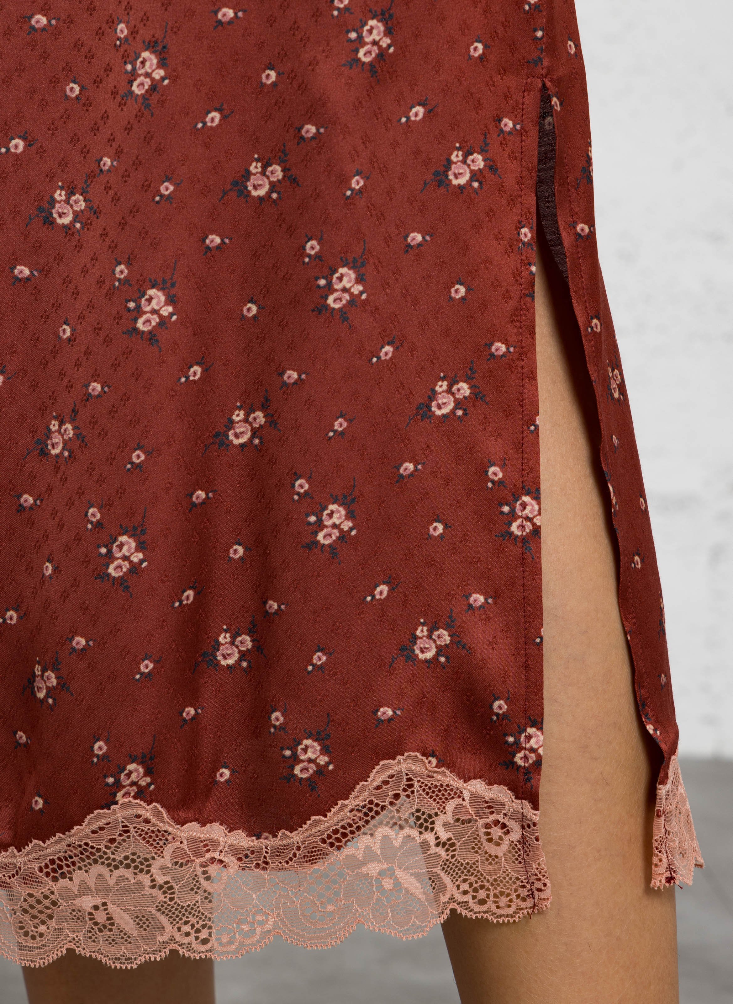 Midi rok met motieven en kanten afwerking PETITE MENDIGOTE Oranje