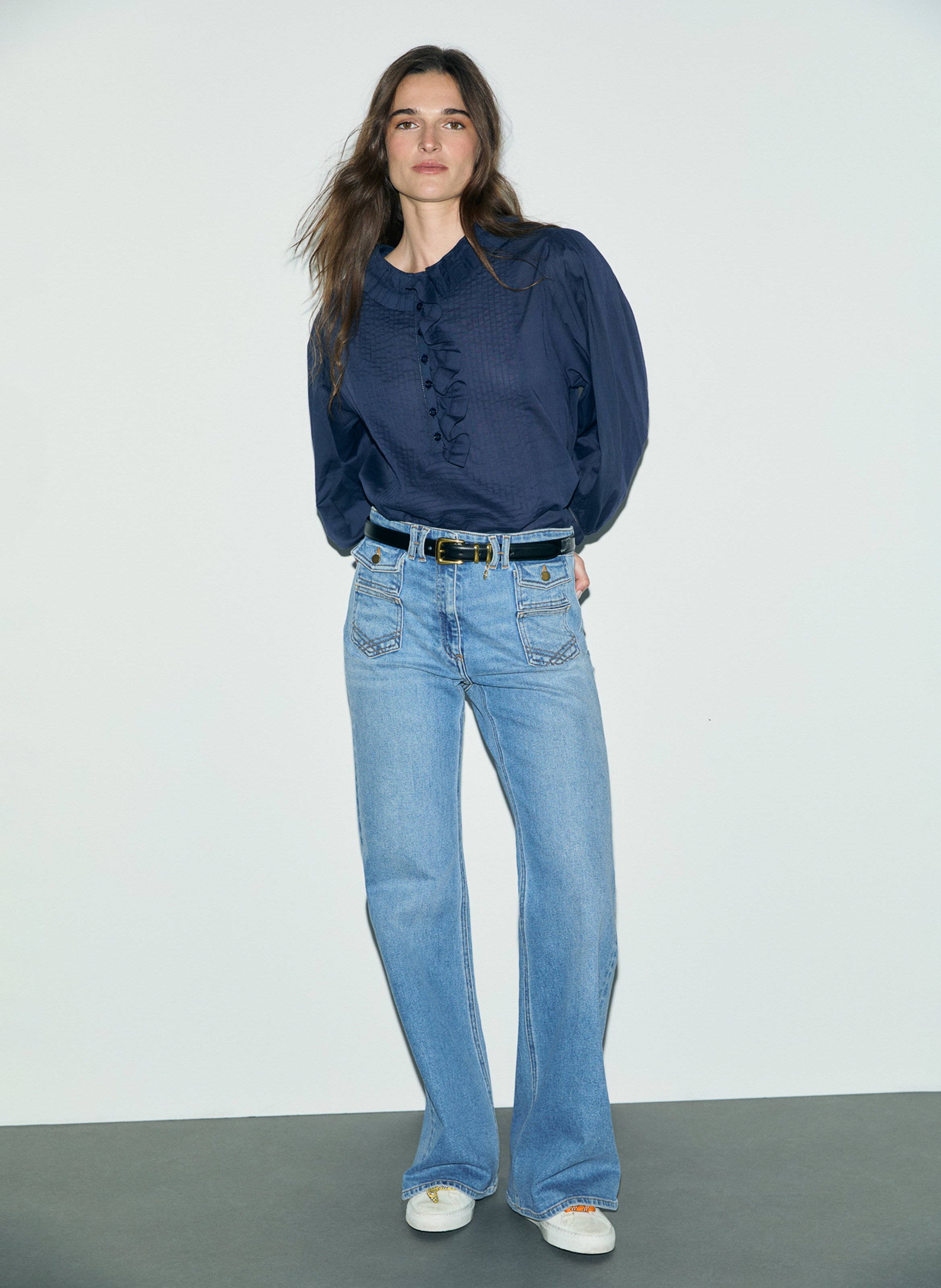 High-rise flared cotton-blend jeans GERARD DAREL Blue