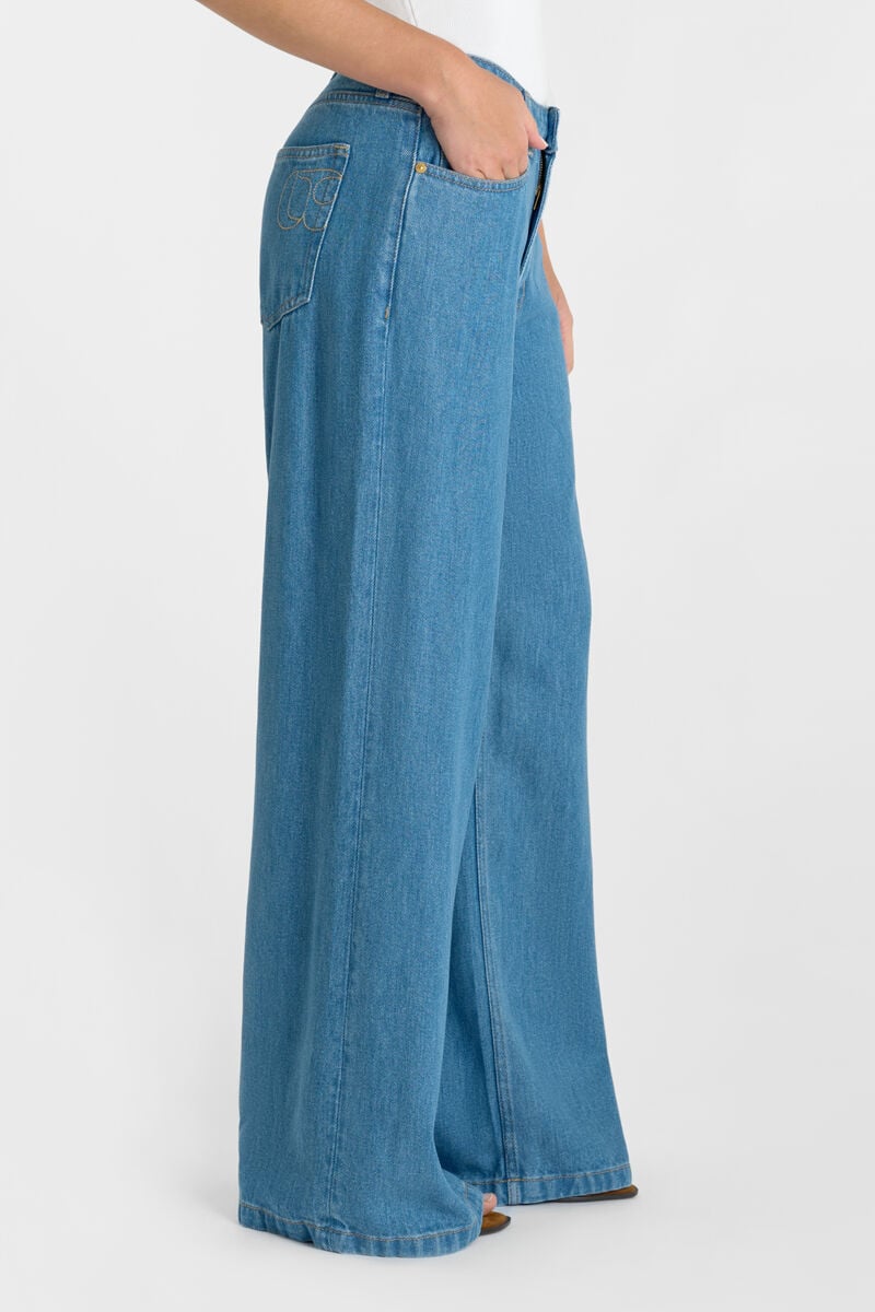 High-waisted loose-fit zip jeans LE TEMPS DES CERISES Blue