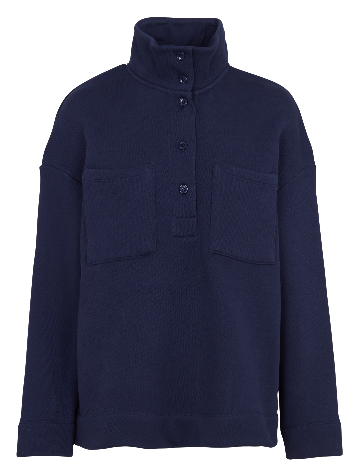Weiter Sweatshirt mit geknöpftem Stehkragen BENSIMON Blau