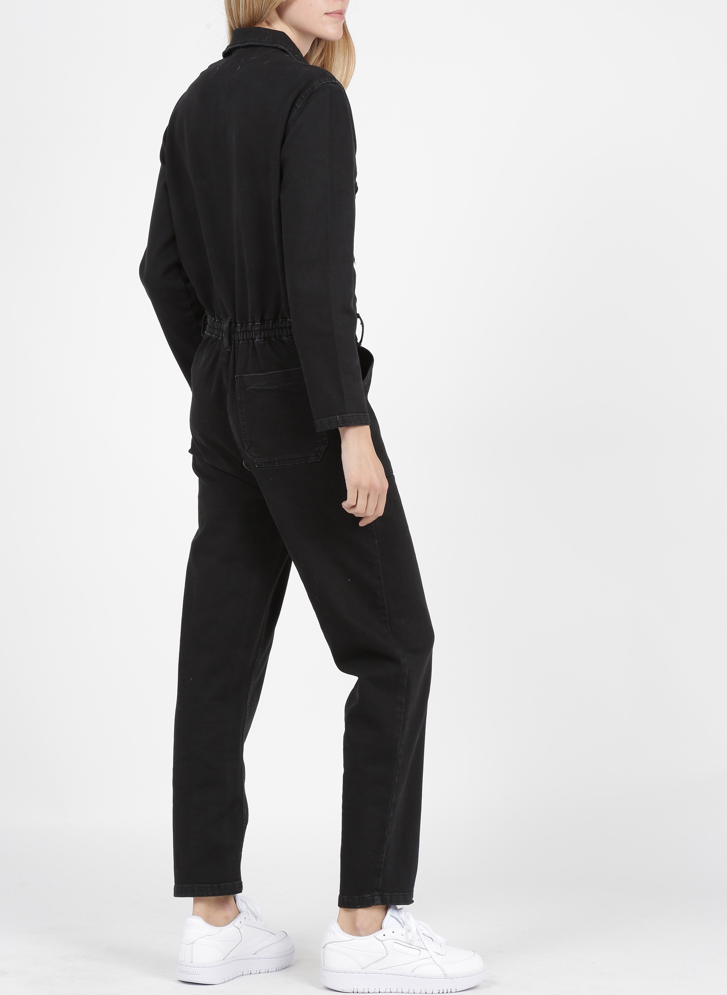 Jumpsuit aus Baumwoll-Mix mit klassischem Kragen und Reißverschluss ACQUAVERDE Schwarz