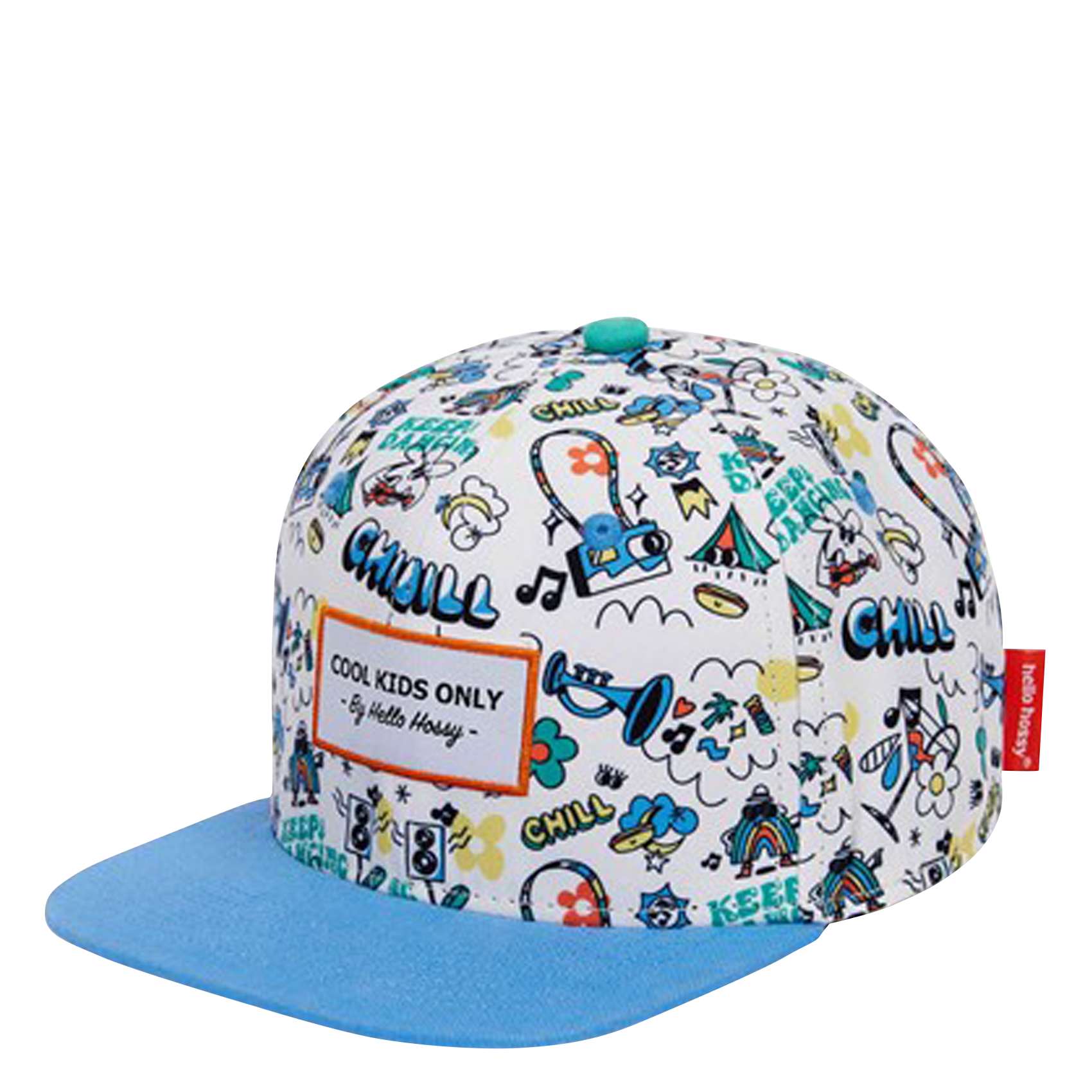 Printed patterned cap HELLO HOSSY White