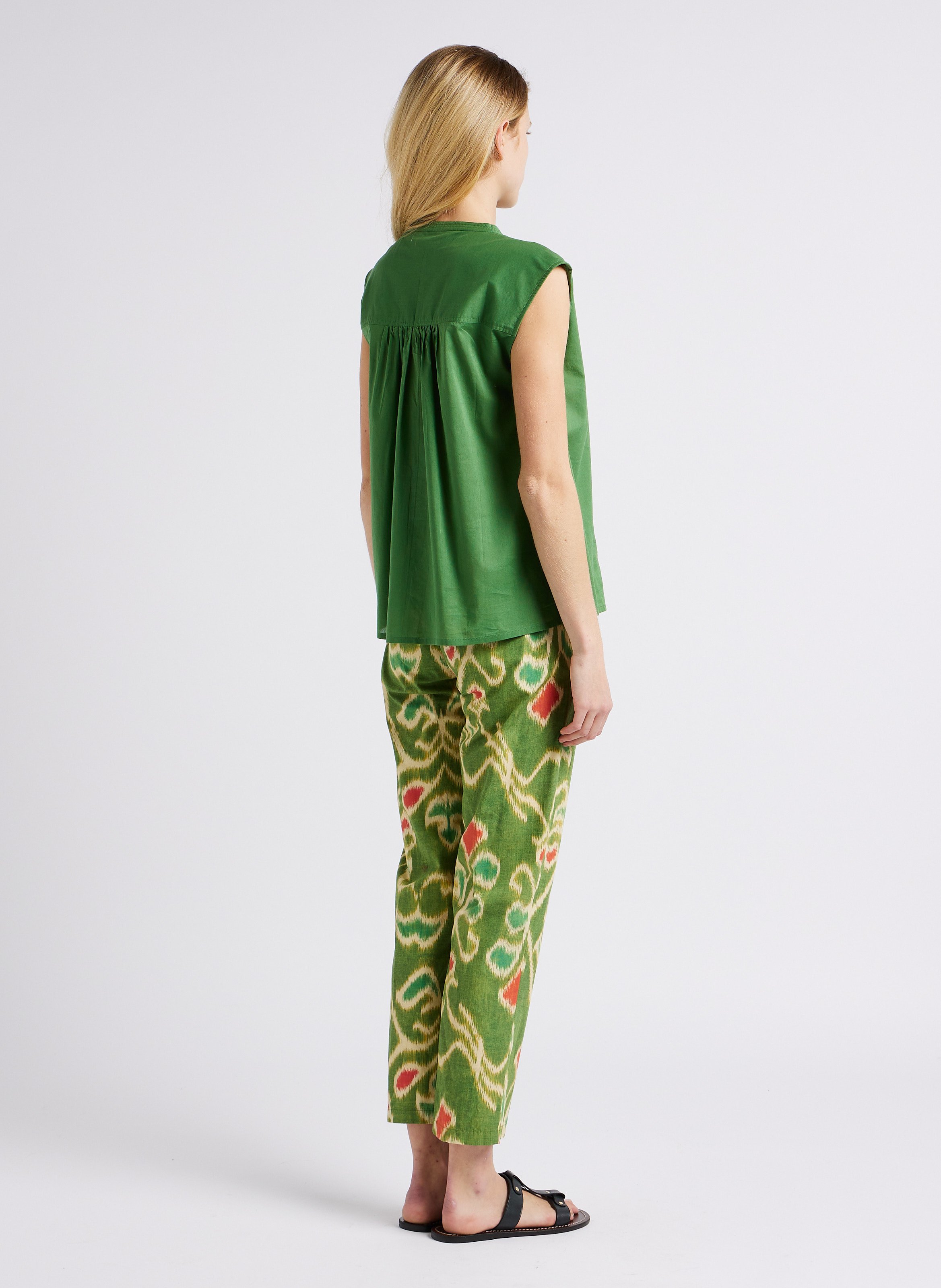 Pantalon droit en coton imprimé DIEGA Vert