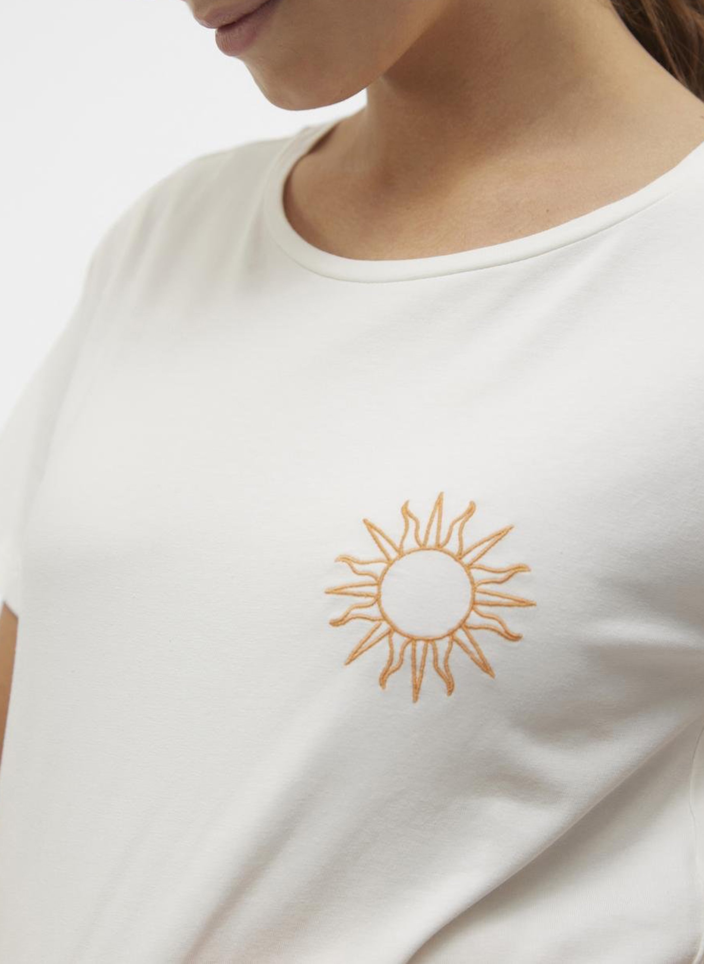 Straight organic cotton-blend round-neck T-shirt MAMALICIOUS White