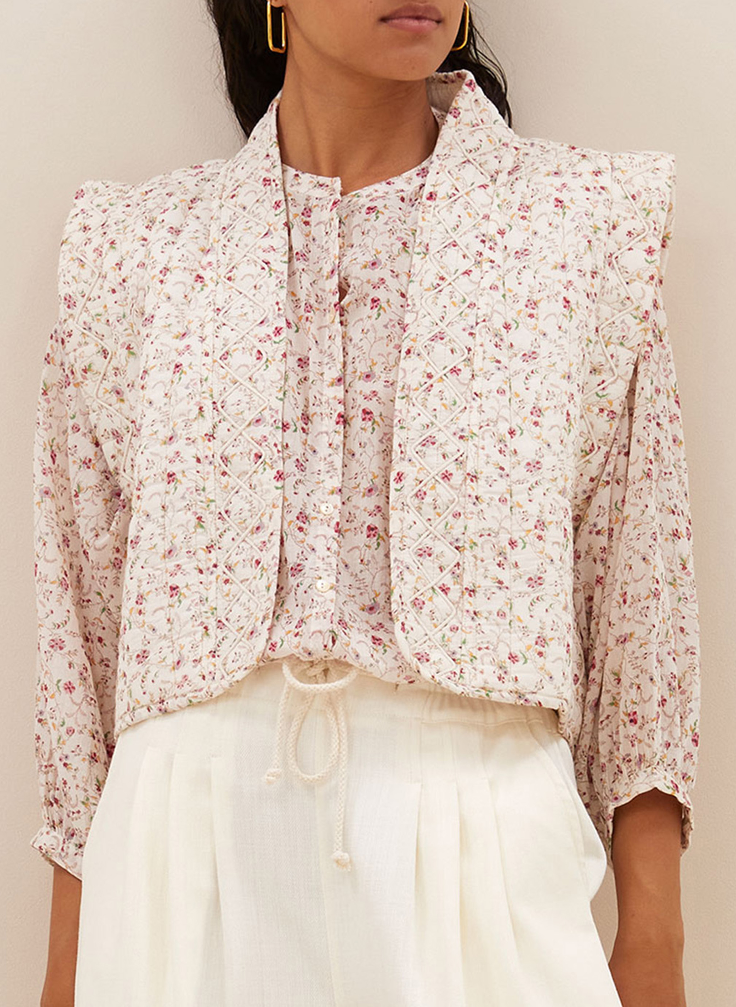 Bedruckte Jacke aus Baumwolle und Leinenmischung BY BAR Rosa