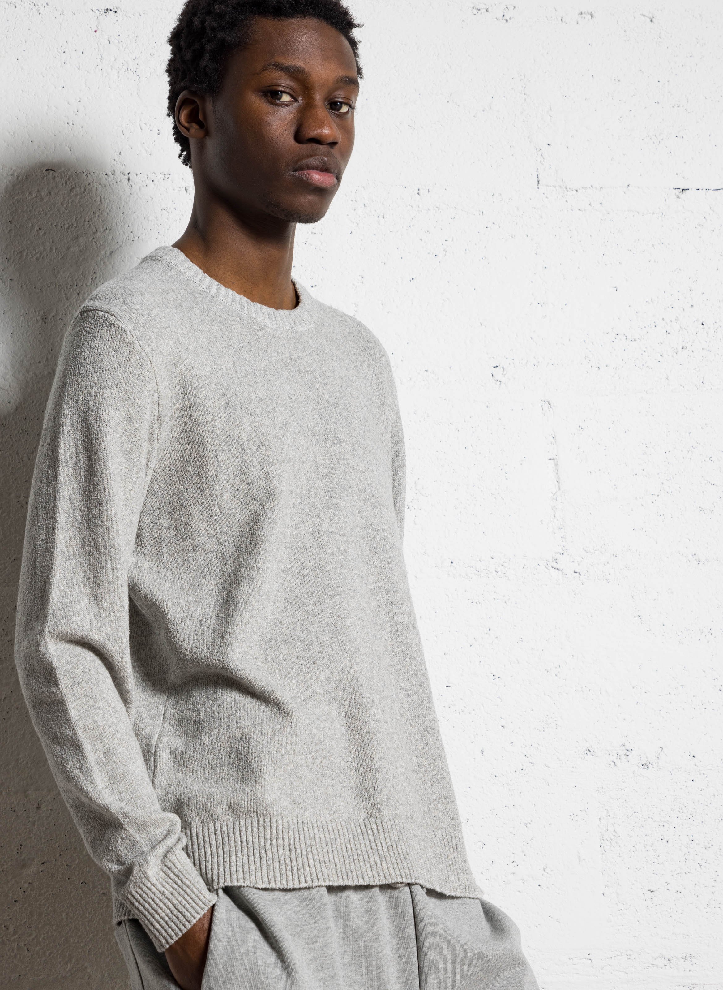 Pull col rond en coton mélangé AU PRINTEMPS PARIS Gris