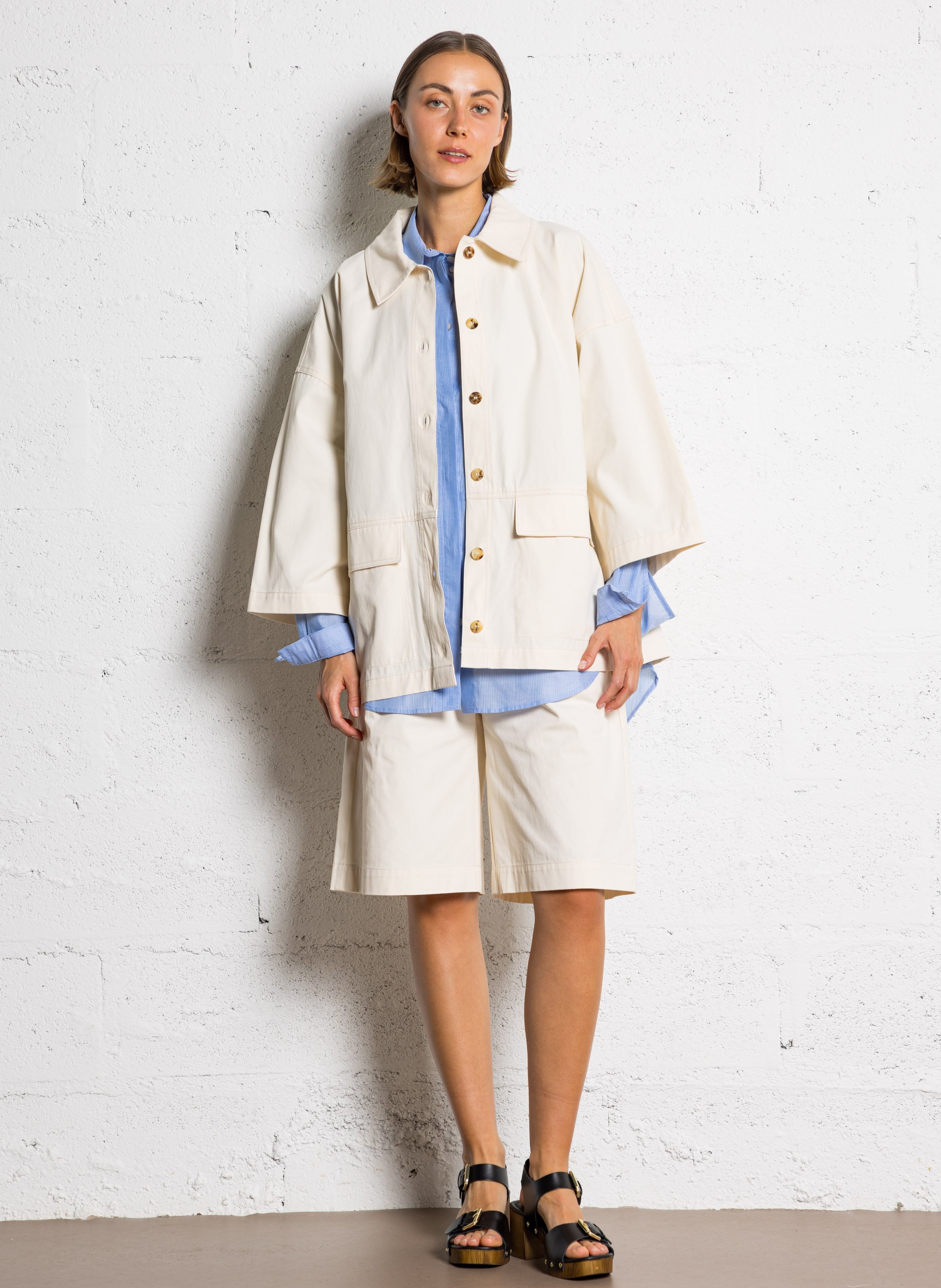 Cotton jacket with classic collar RUE DE TOKYO Beige