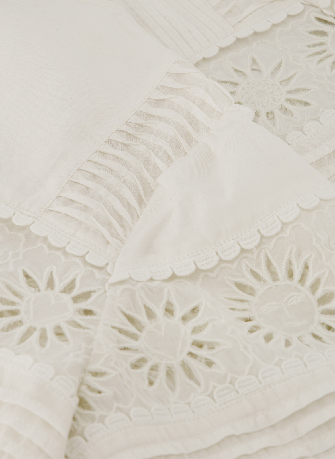 Top ample col rond brodé Blanc