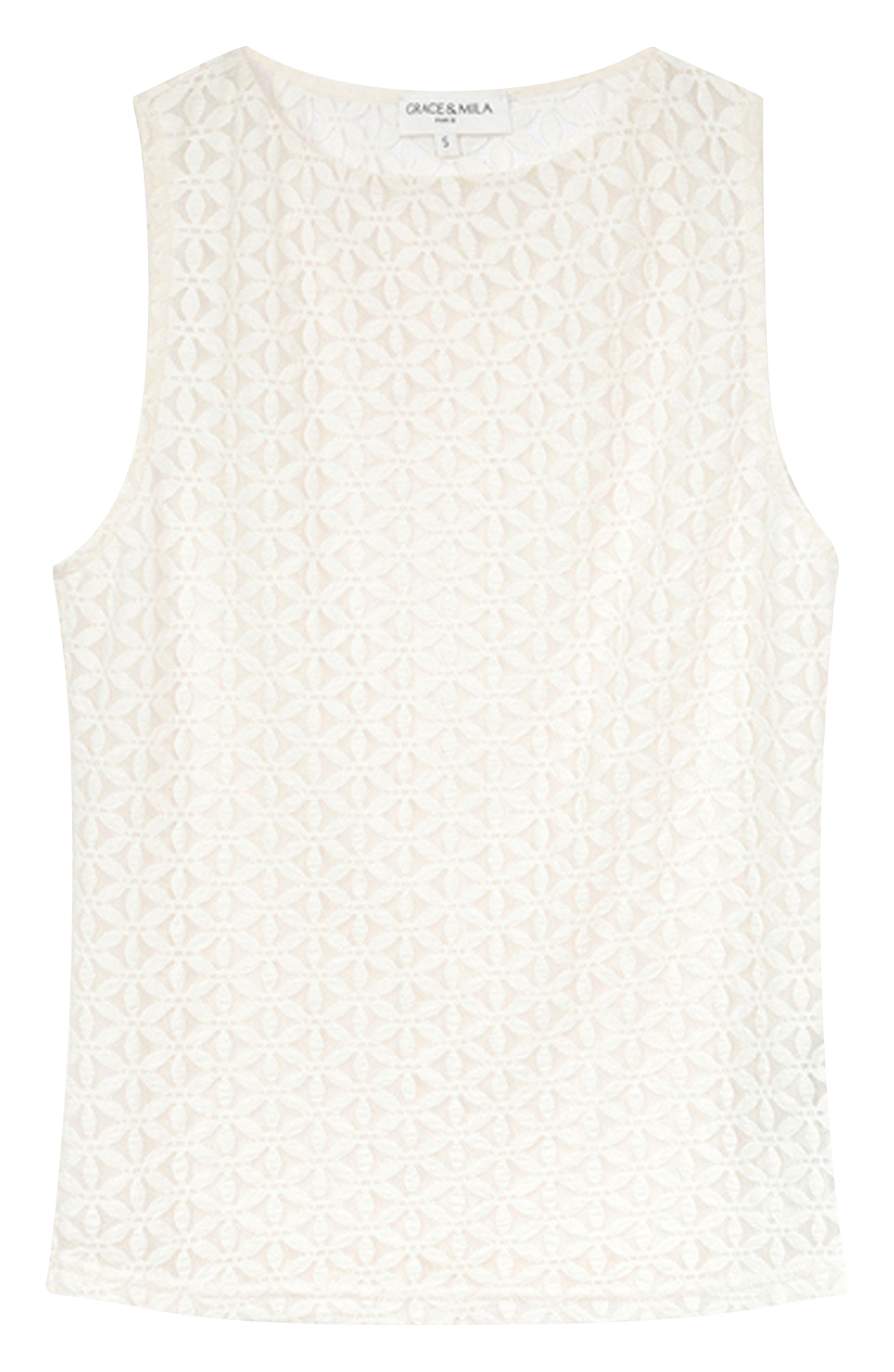 Boat-neck lace top GRACE ET MILA White