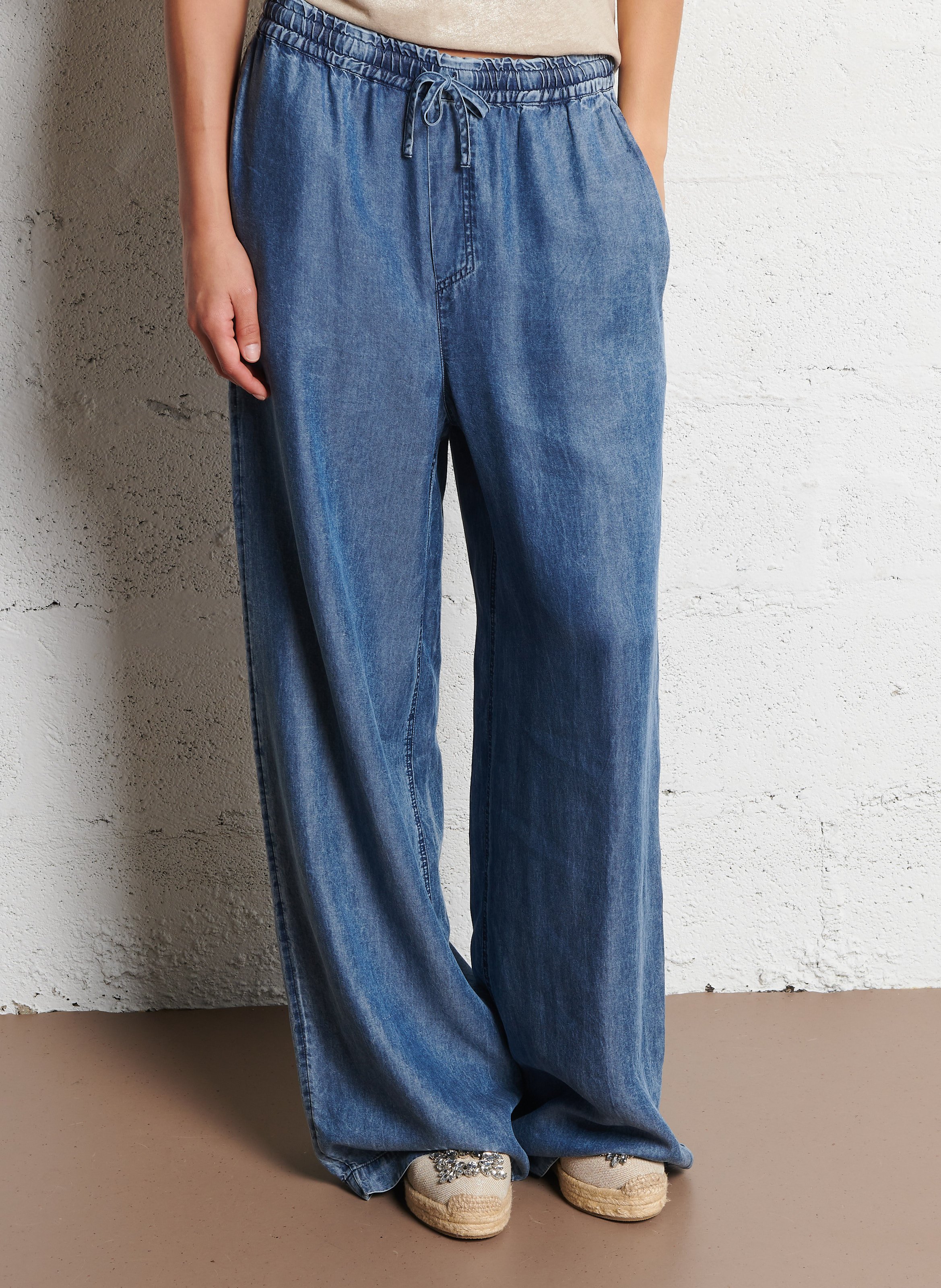 Pantalon large aspect jean Bleu IKKS