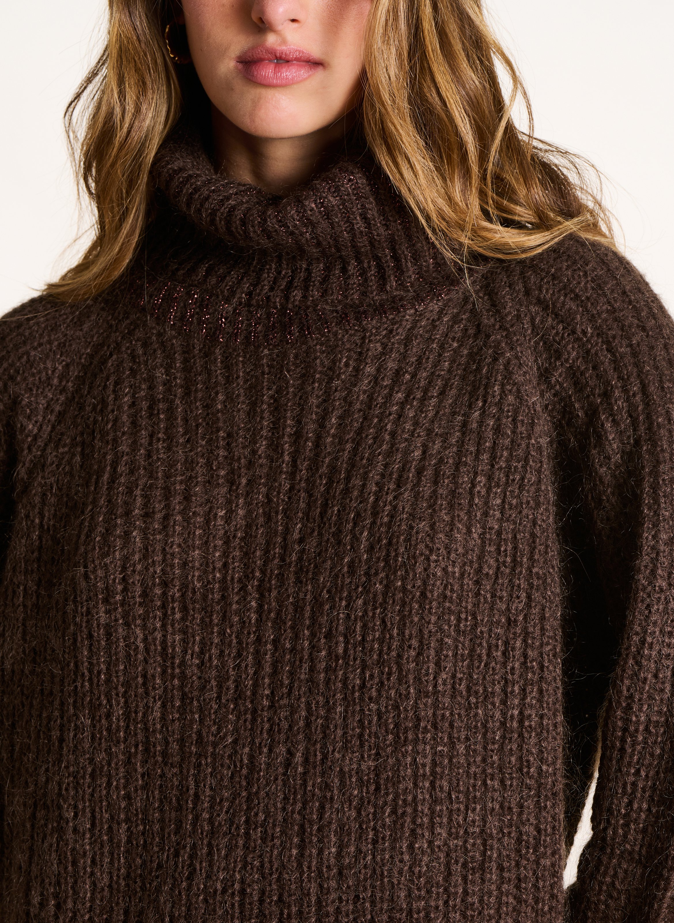 Robe courte  col roulé LA FEE MARABOUTEE Marron