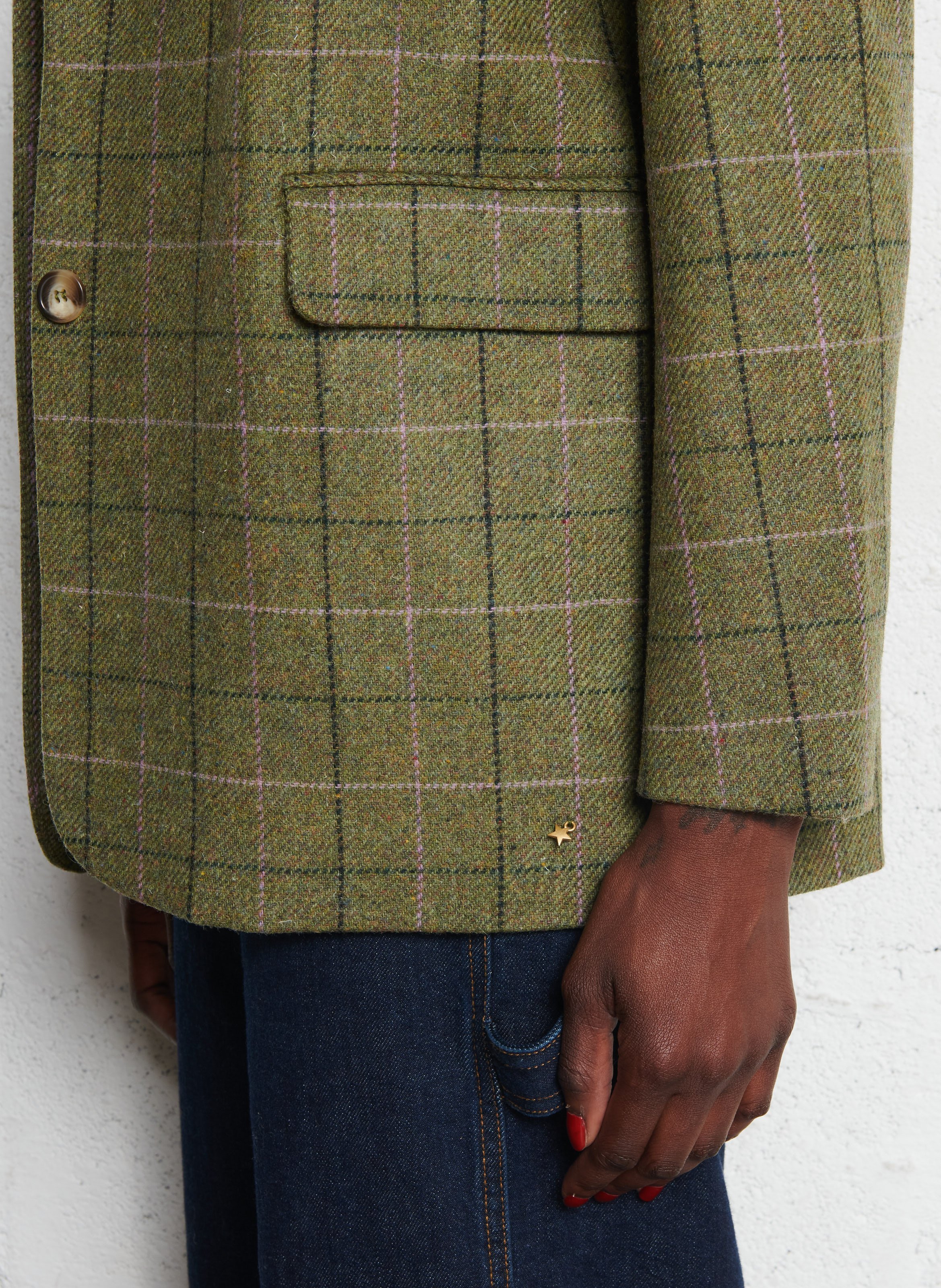 Checked wool blazer DES PETITS HAUTS Green