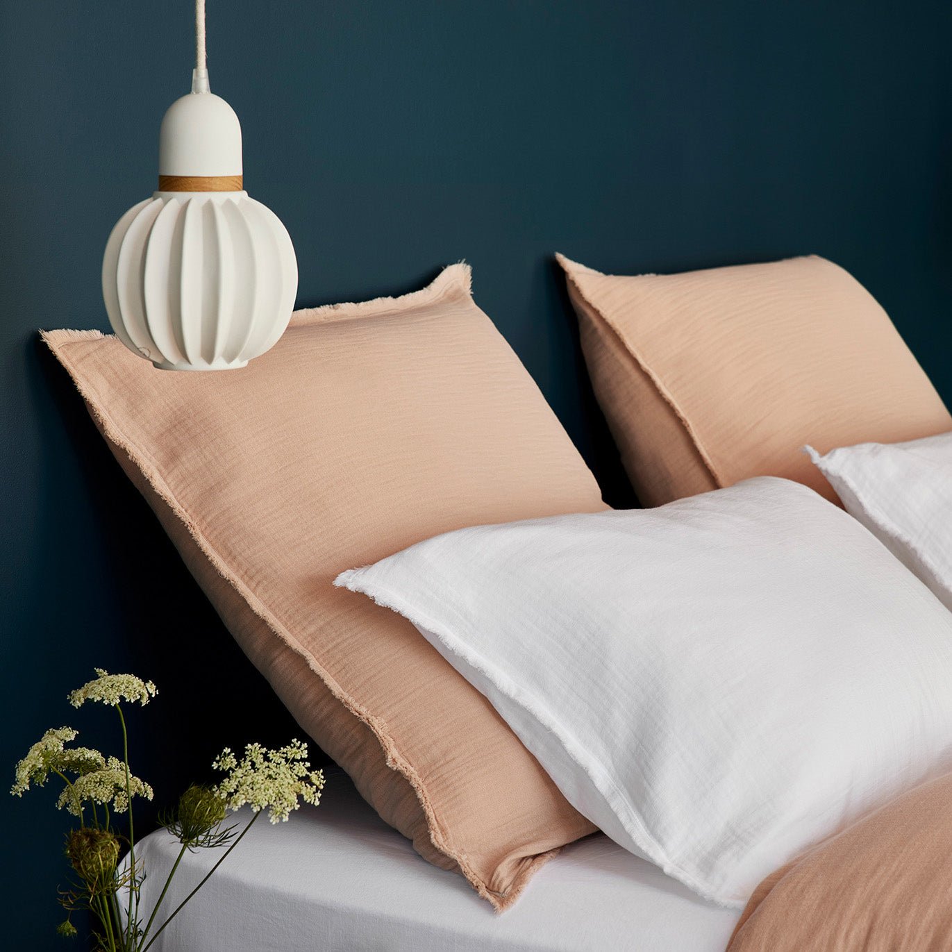 Set of 2 cotton pillowcases LOU Blanc coton