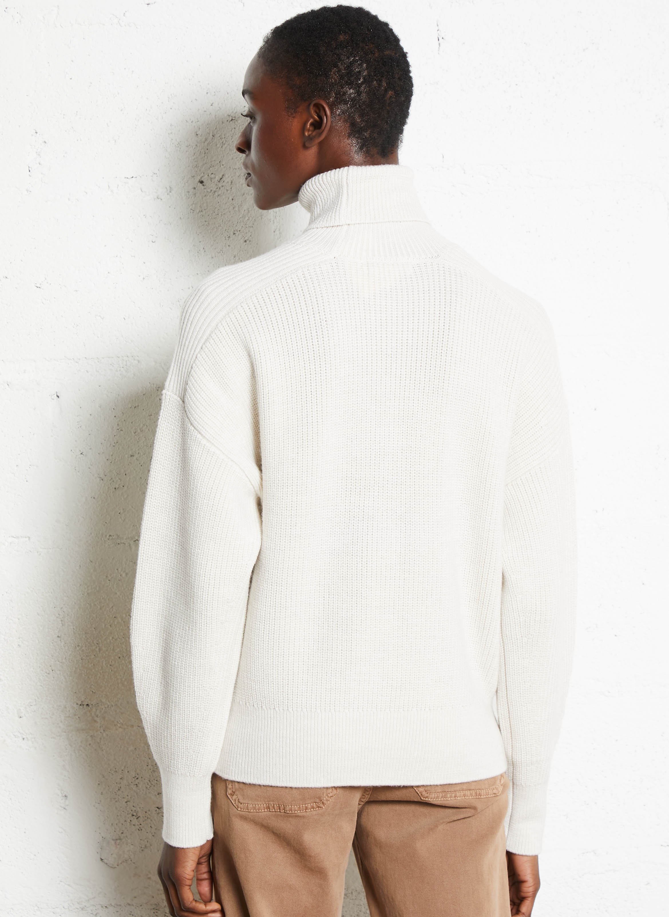 Pull ample col roulé en laine mérinos MAJESTIC FILATURES Beige