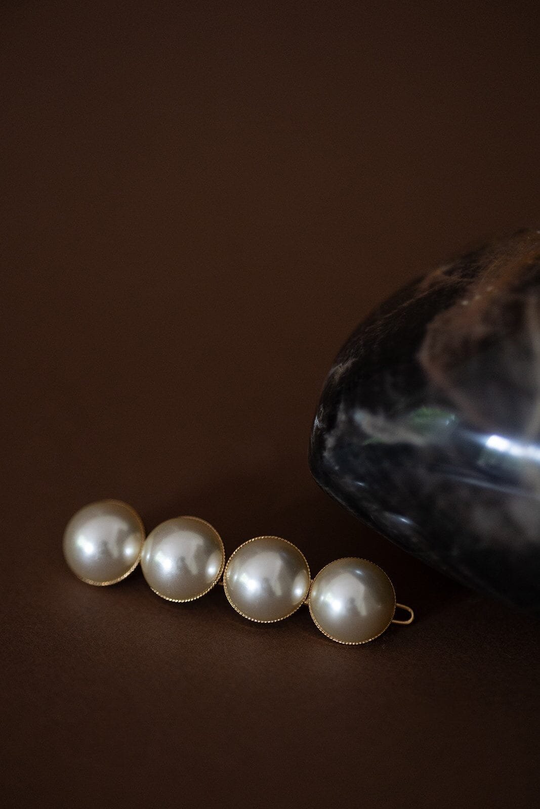 Gold-plated pearl barrette MONSIEUR SIMONE Golden