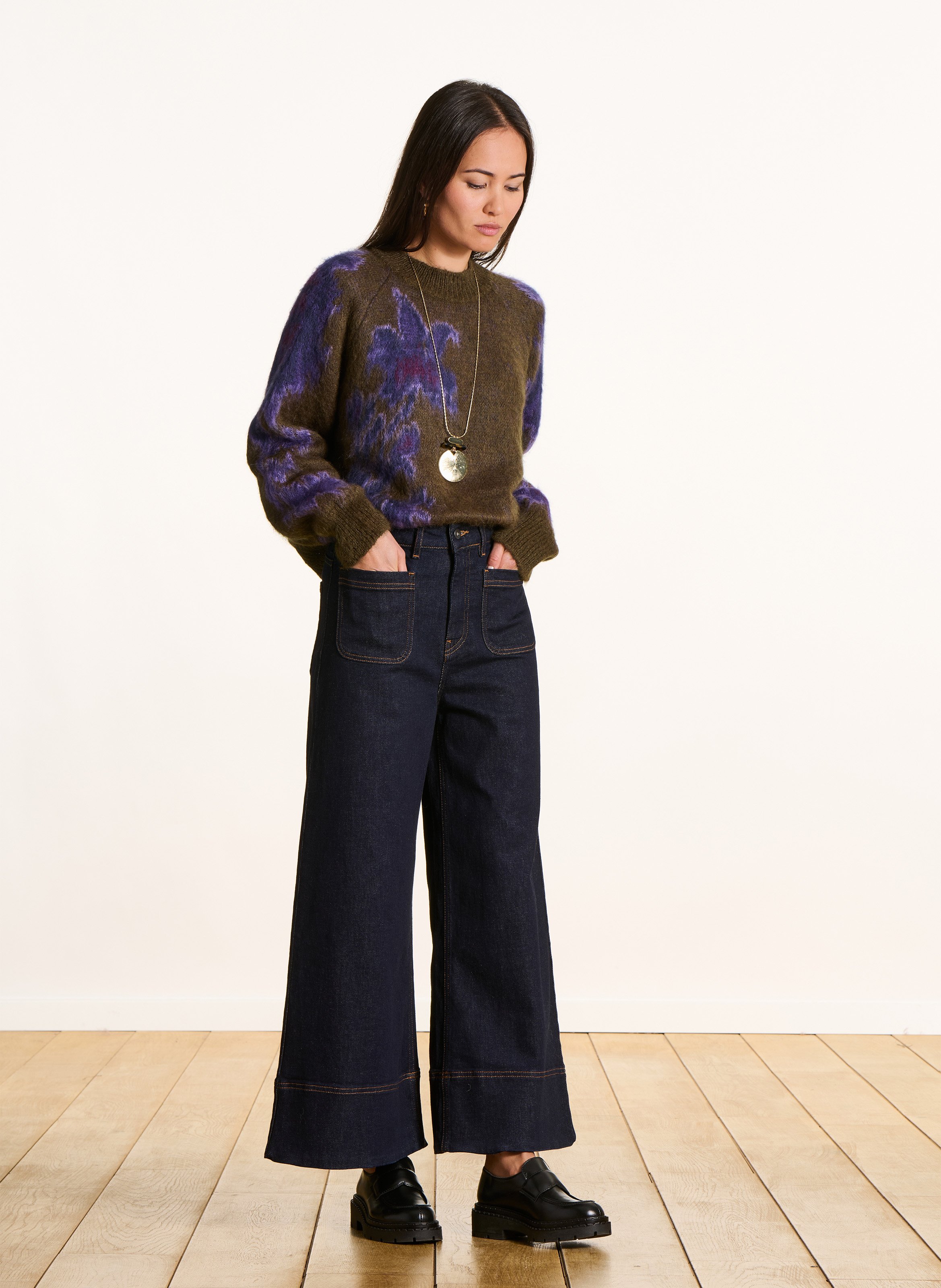 Rundhalsausschnitt-Pullover mit floralem Jacquard-Muster LA FEE MARABOUTEE Mehrfarbig