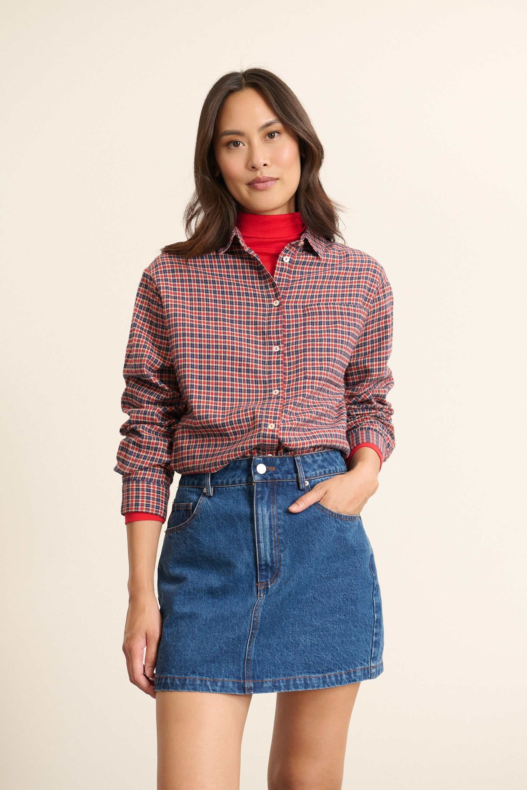 Checked long-sleeved shirt GARANCE PARIS Red