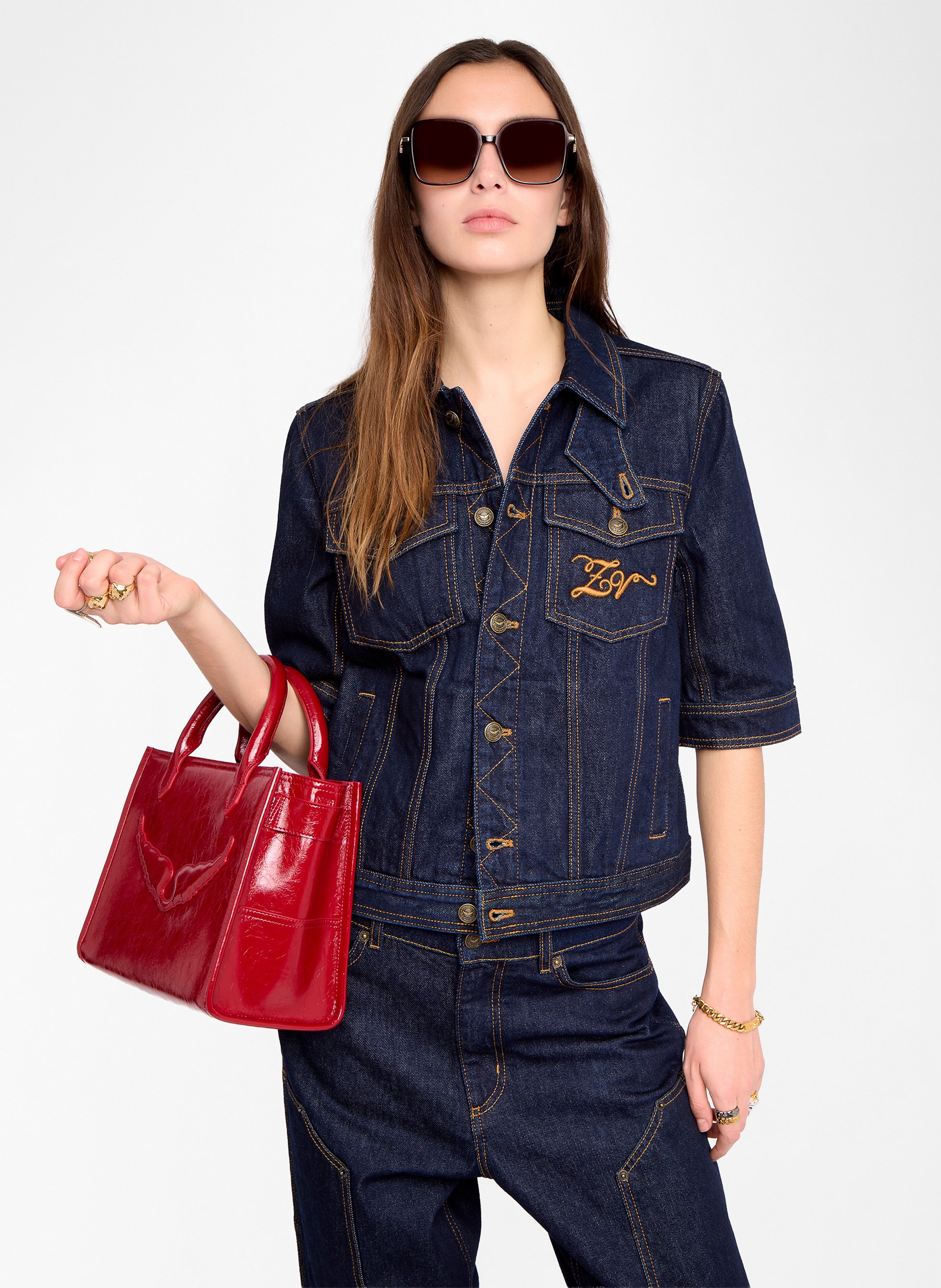 Chemise droite en jean brut ZADIG&VOLTAIRE Bleu