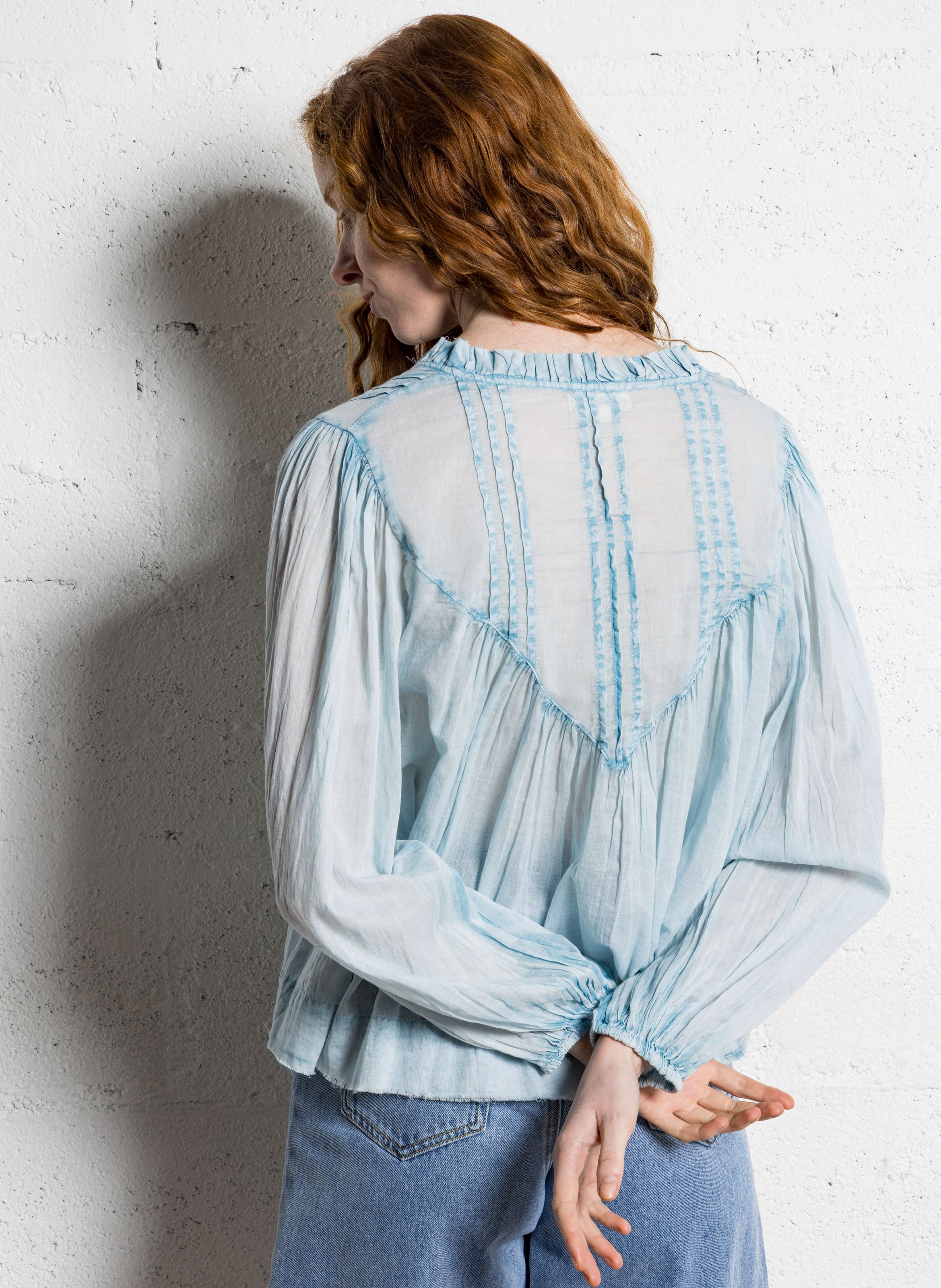 Blouse fluide boutonnée effet denim SUNCOO Bleu