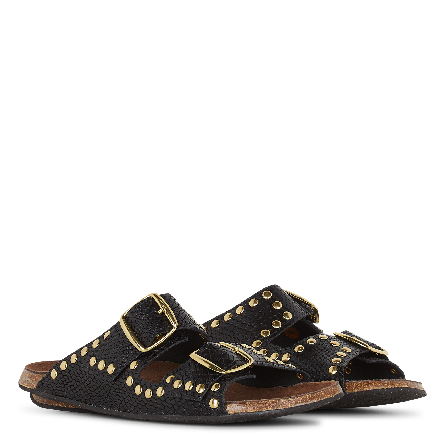 Avarca Berlin - Flache Ledersandalen mit Samt BOSABO Schwarz