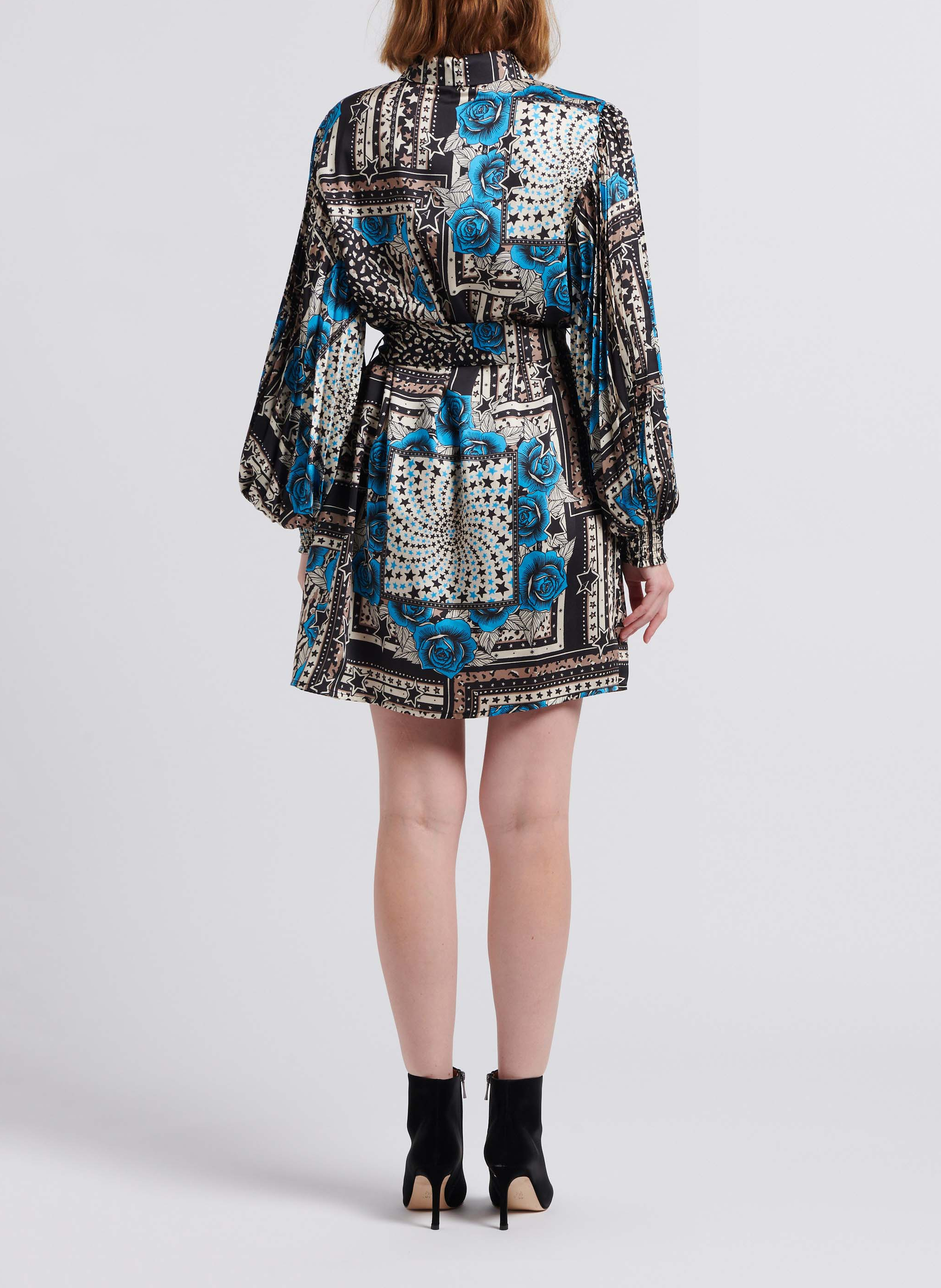 Straight-cut printed shirt dress TWINSET Blue
