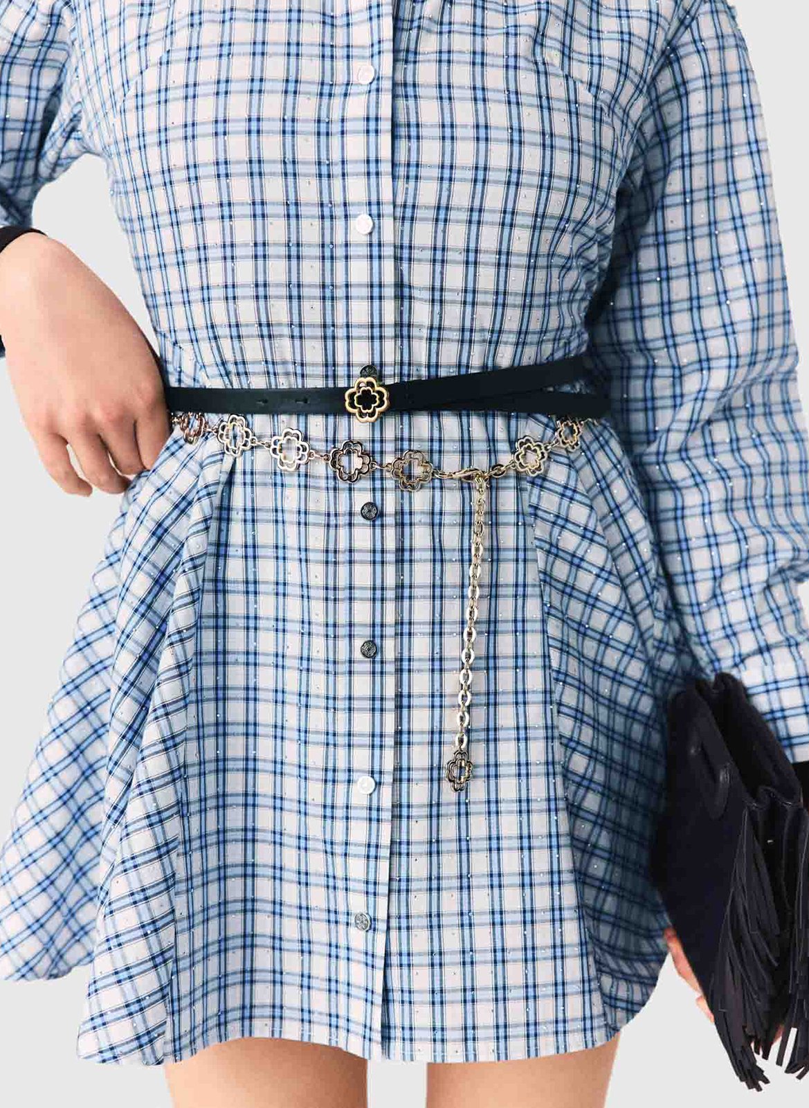 Robe courte à carreaux  MAJE Bleu
