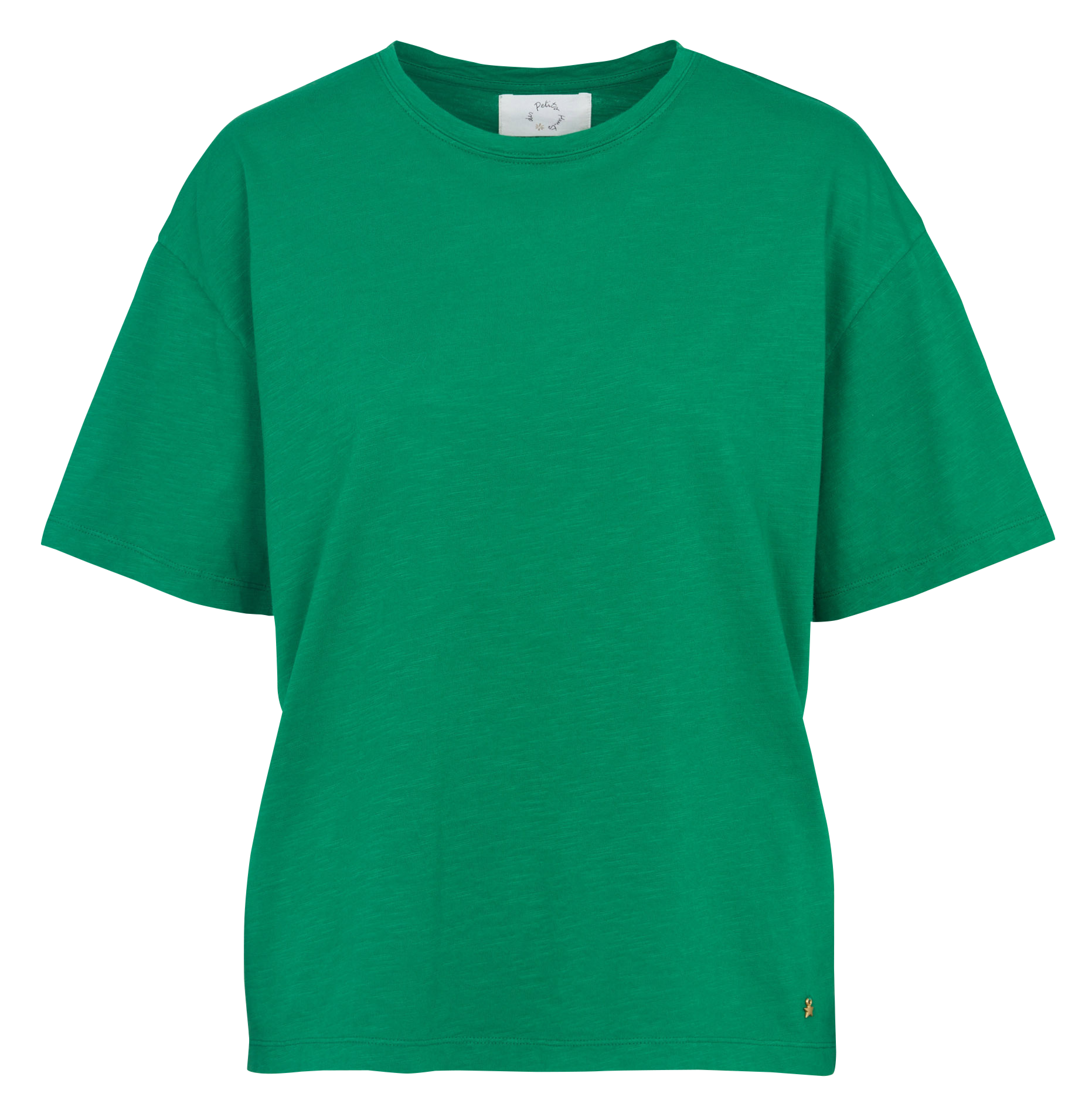 Tee-shirt droit col rond en coton DES PETITS HAUTS Vert