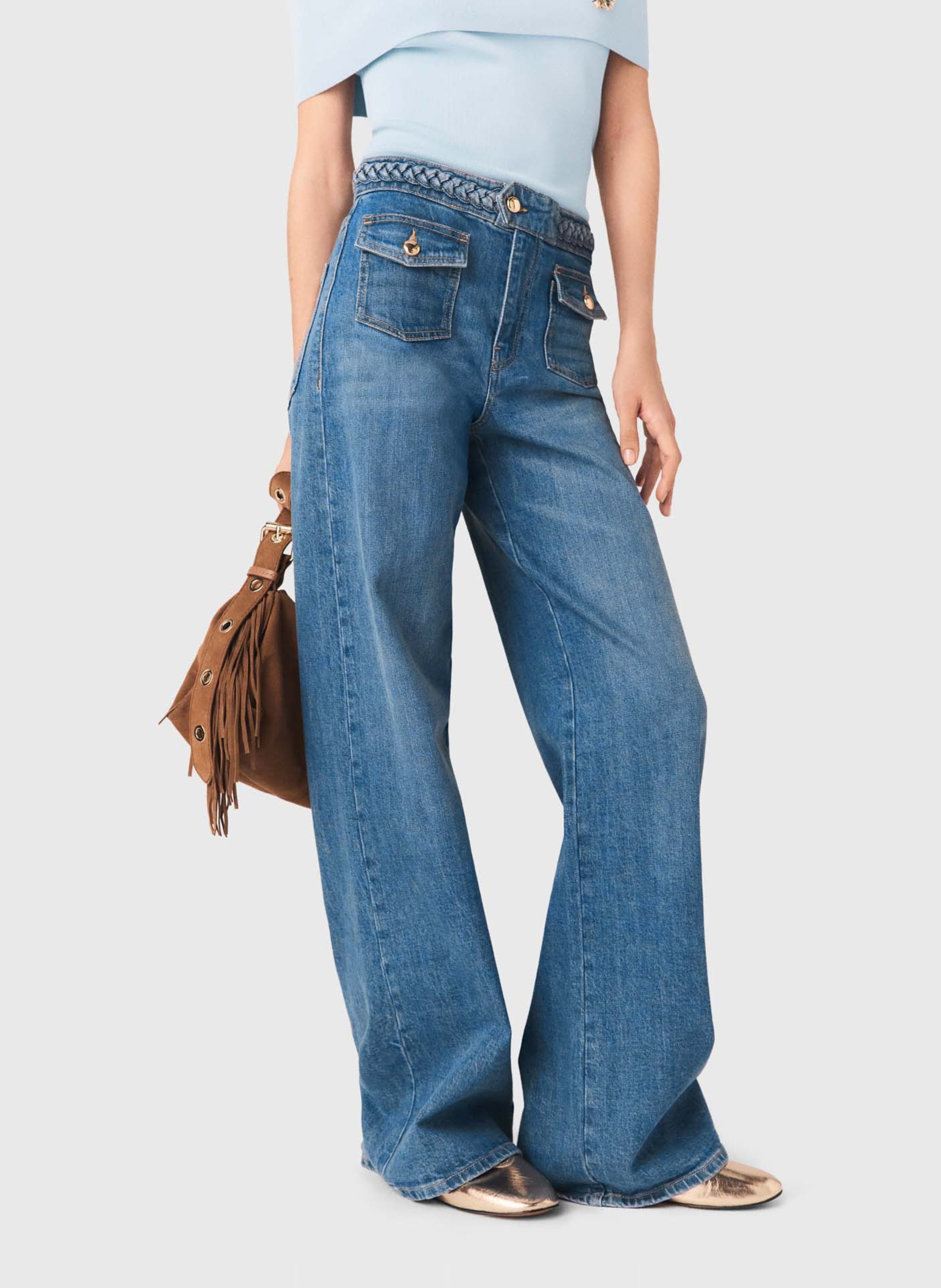 Jeans met wijde pijpen | katoenblend MAJE Blauw