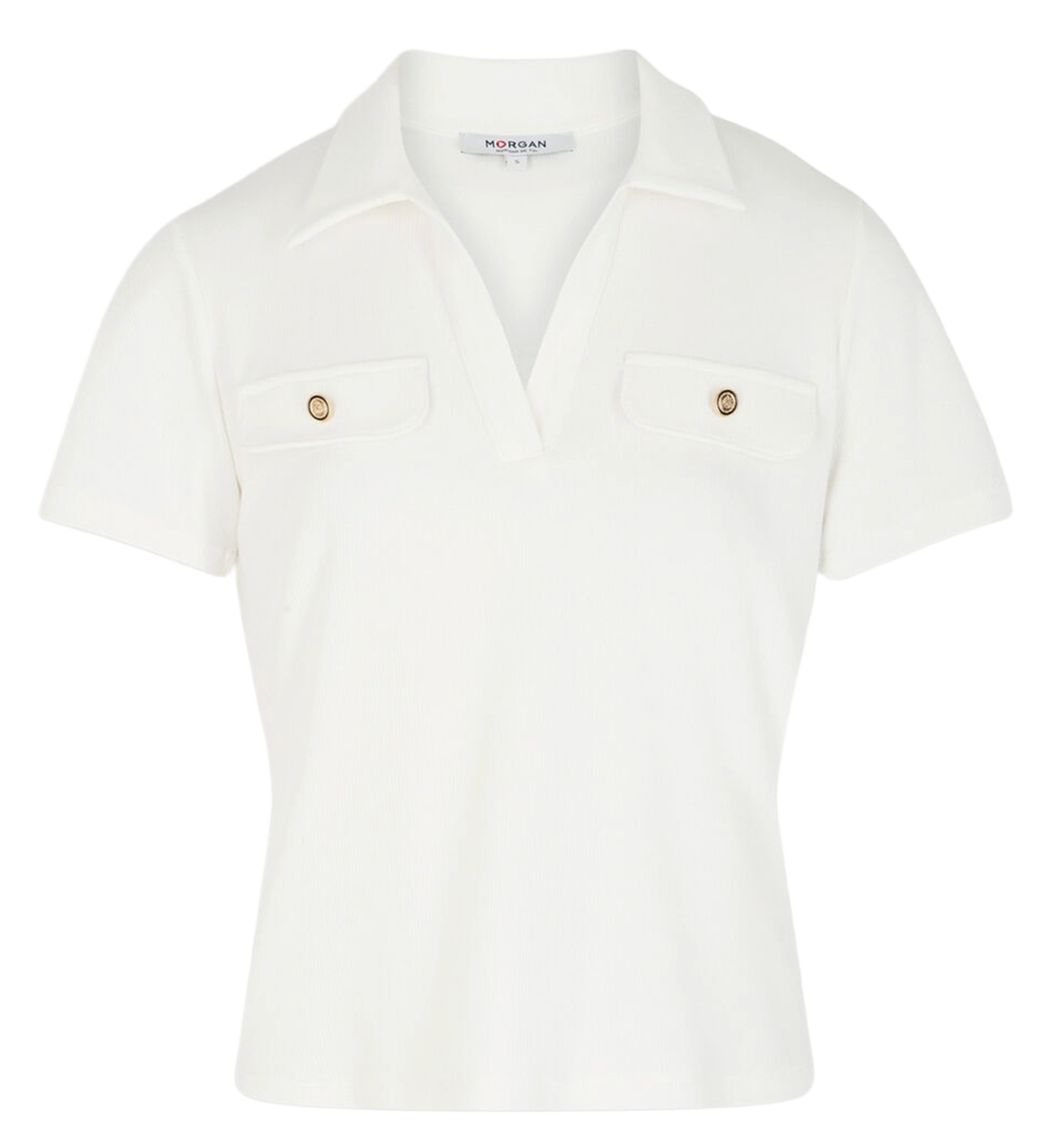 Top droit col polo 251-DROSSO Off white