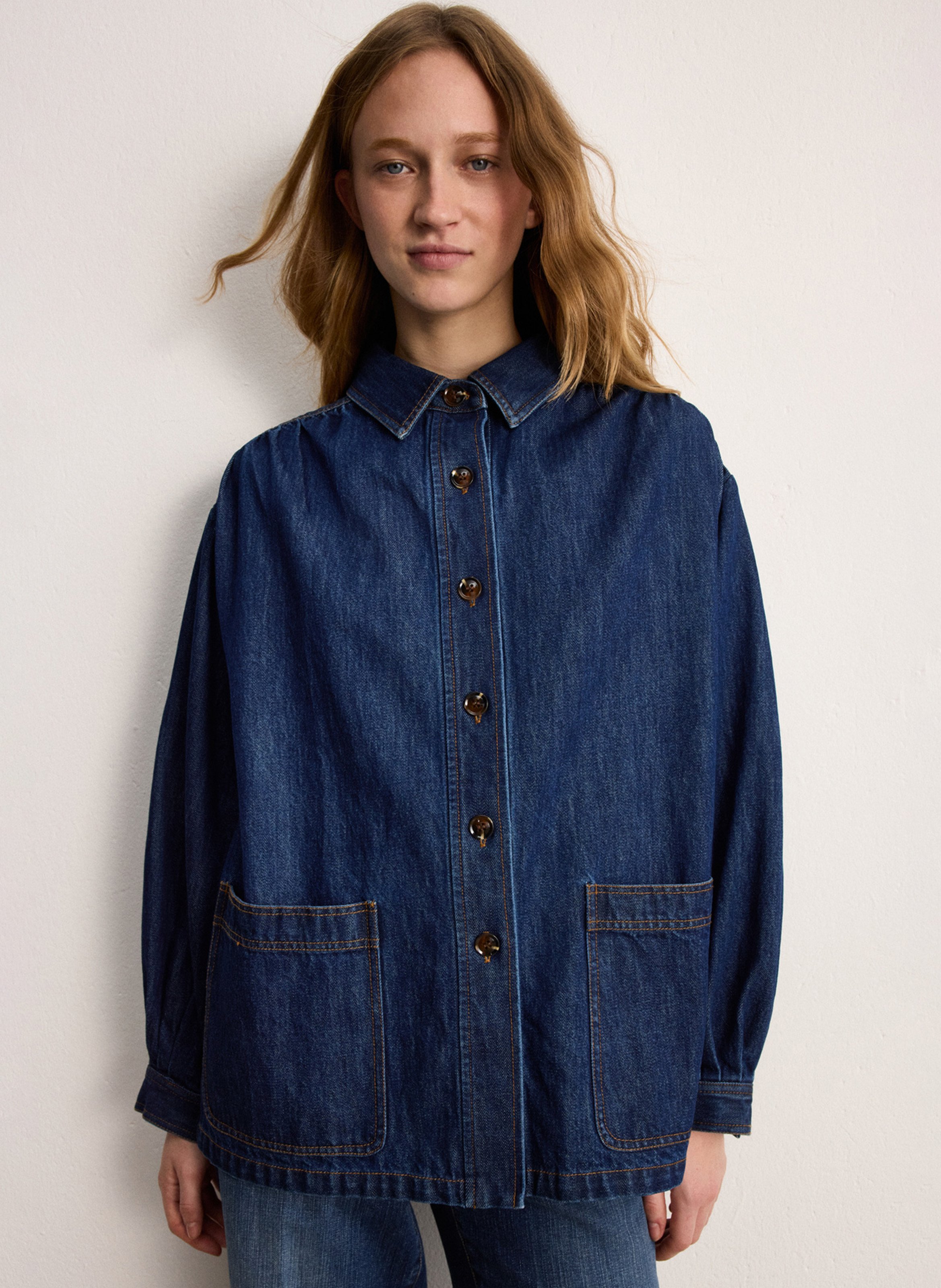 Cotton shirt with classic collar PABLO Blue