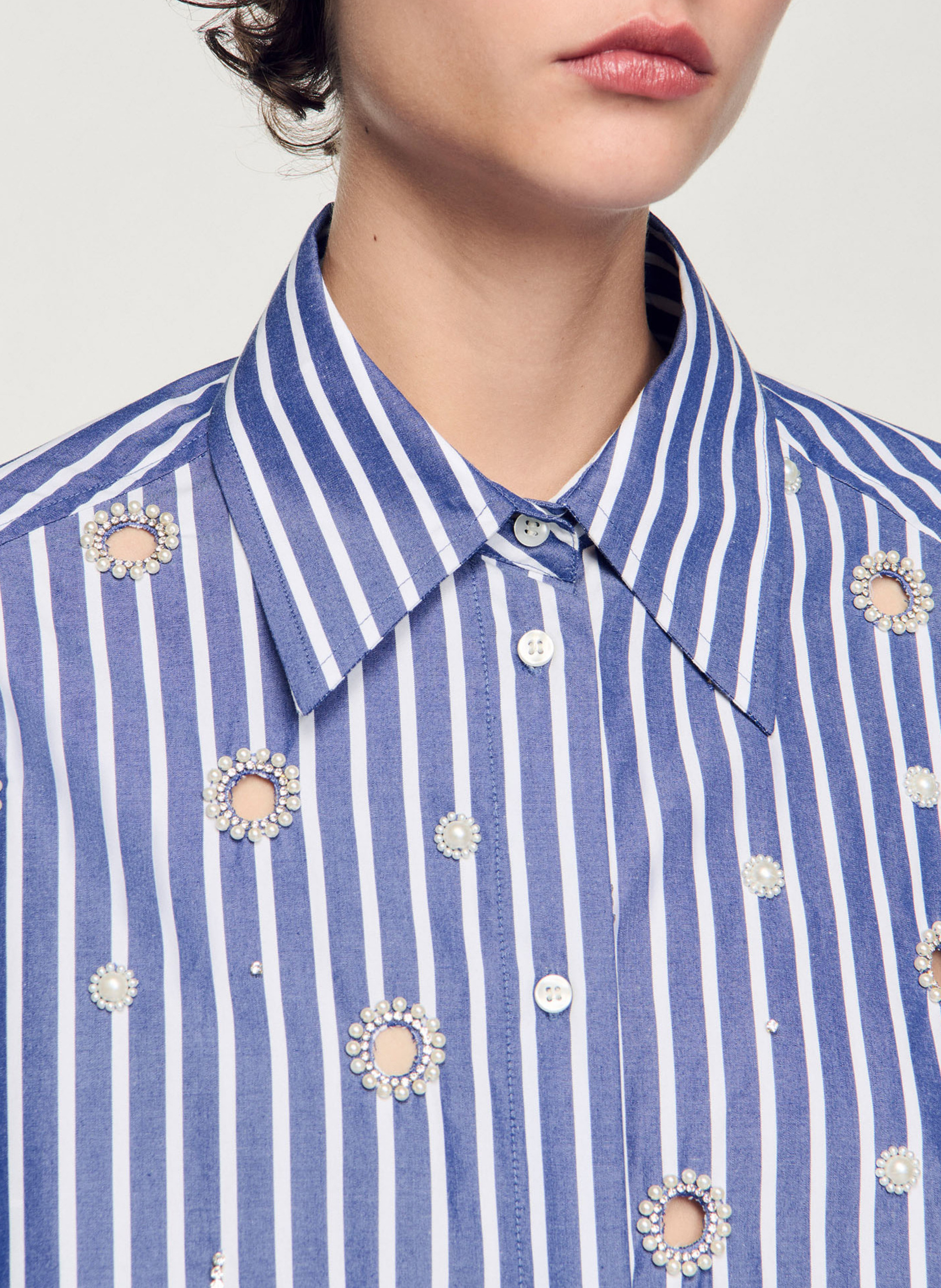 Katoenen blouse met klassieke kraag SANDRO Blauw