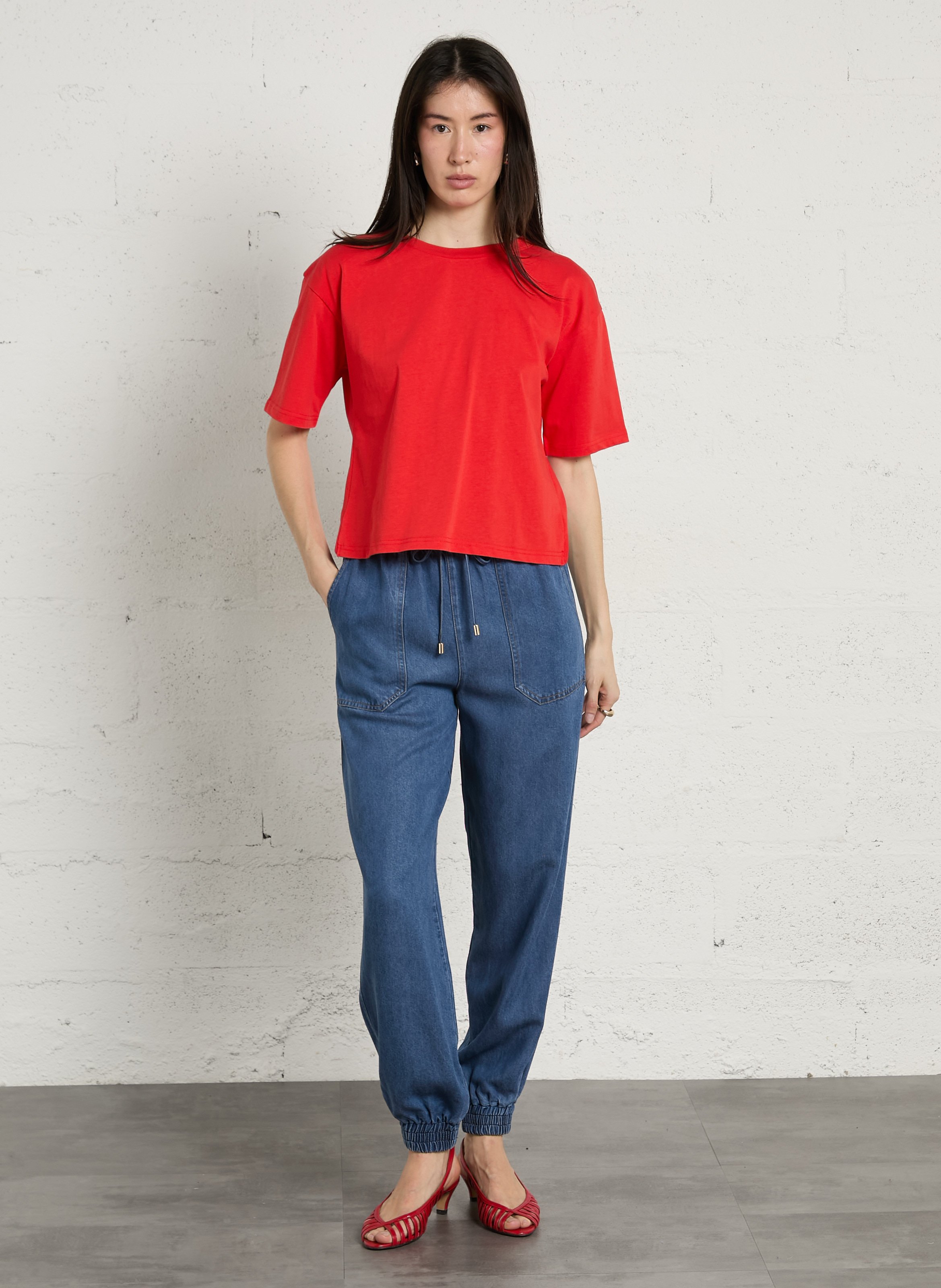 Organic cotton crop top SUNCOO Red