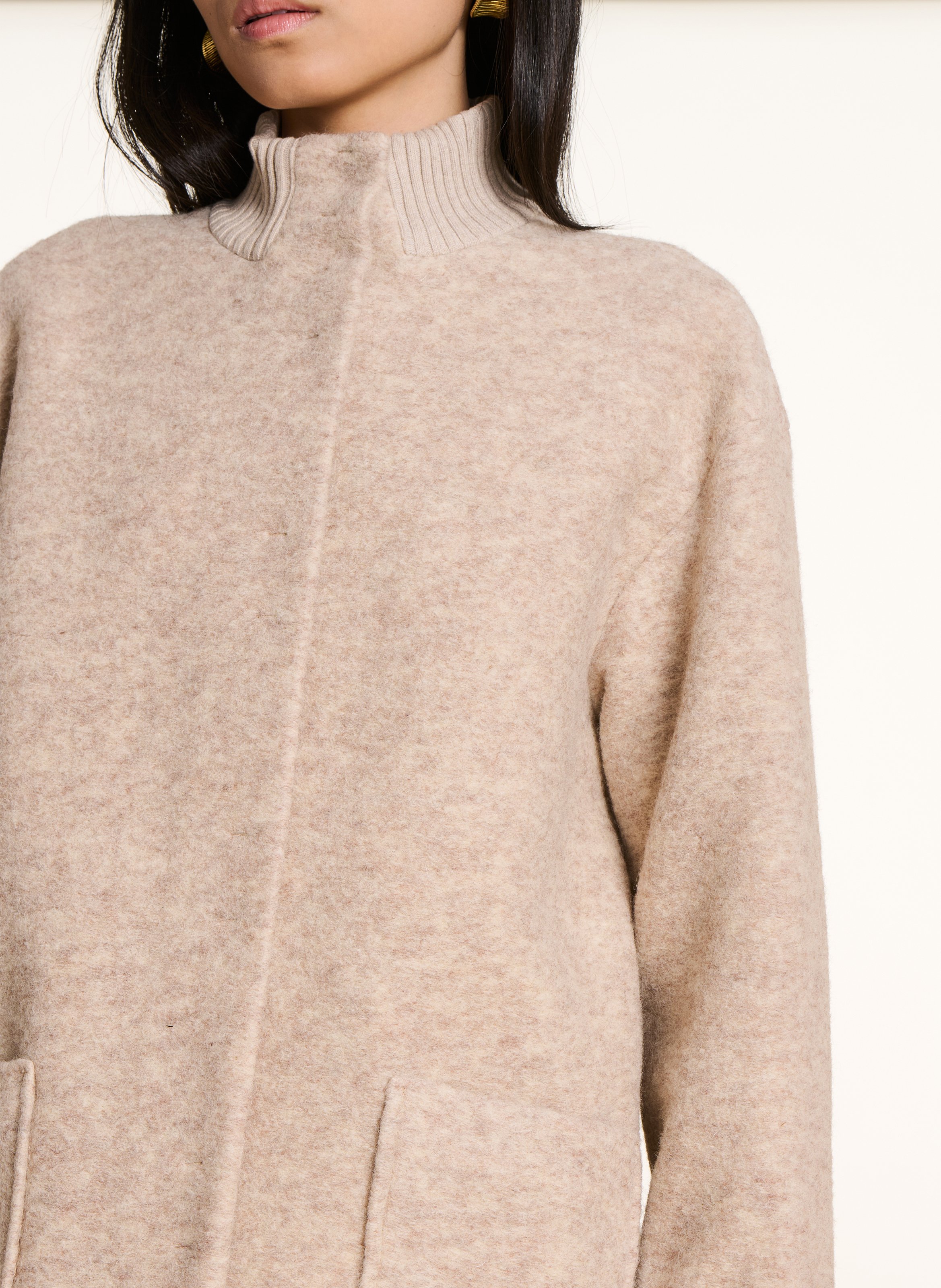 Veste col montant en laine mélangée LA FEE MARABOUTEE Blanc