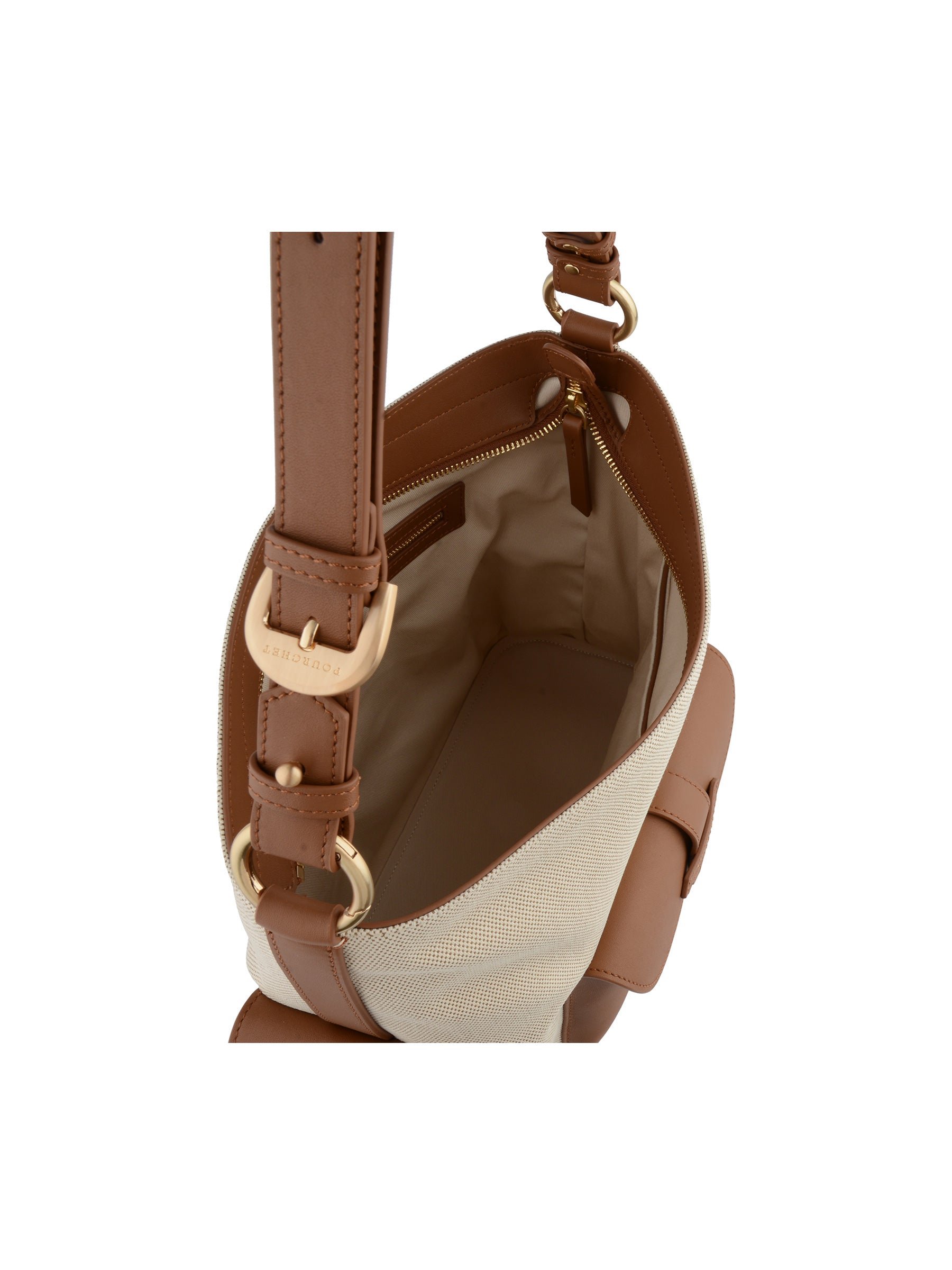 Calfskin leather shoulder bag POURCHET Golden